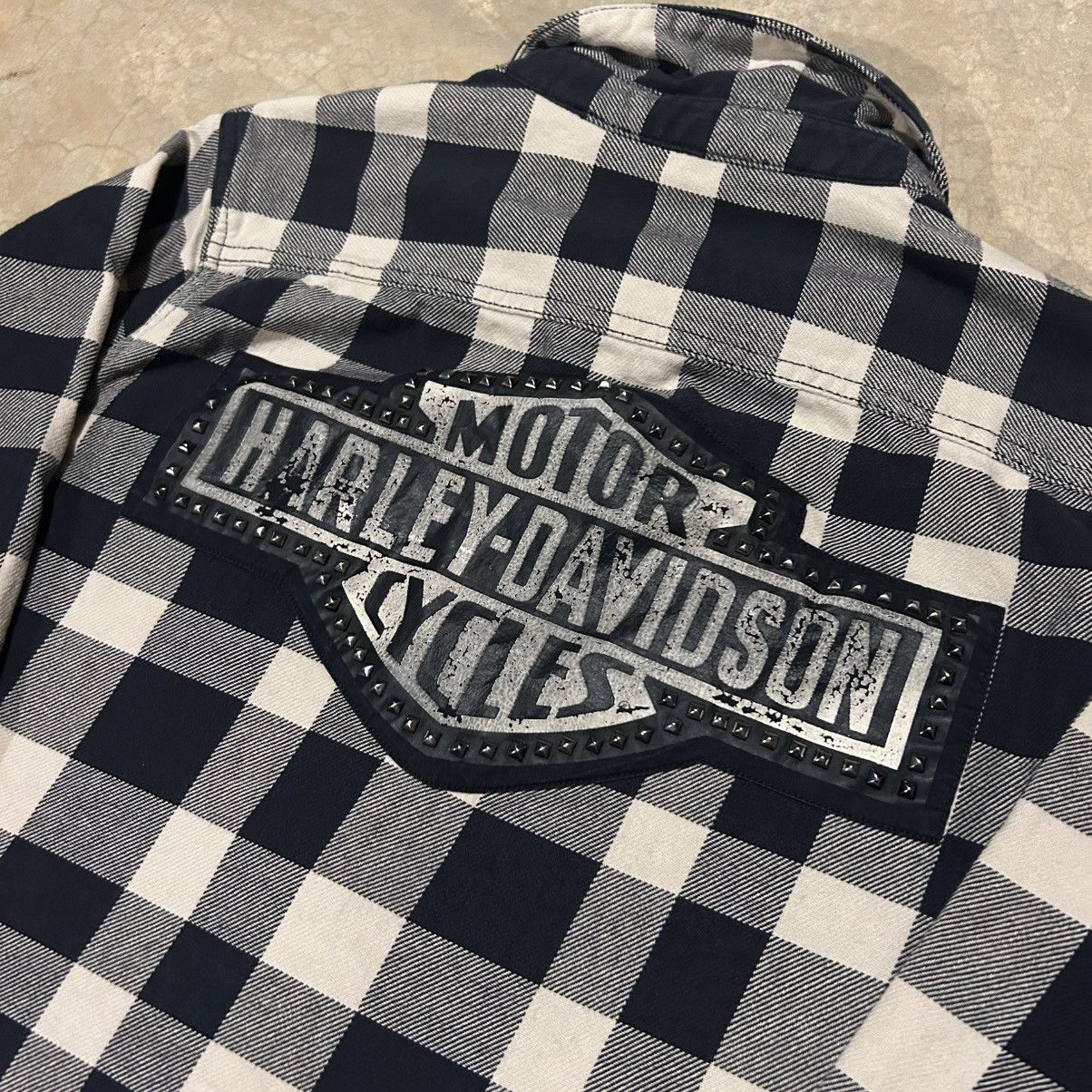 Harley Davidson × Vintage Crazy Vintage Y2K Harley Davidson Studded Patch Flannel Size US XL / EU 56 / 4 - 3 Thumbnail