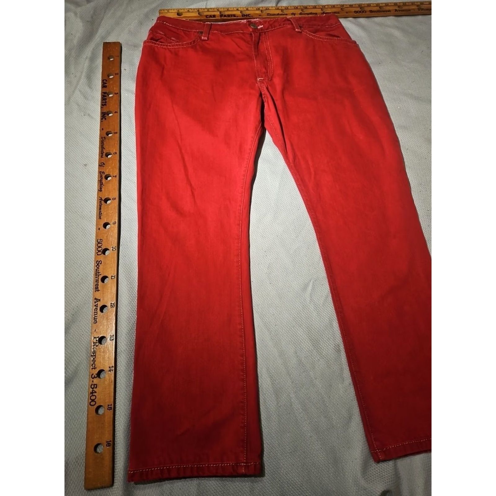 Denime Robins Jeans Mens 38 Red New Flap Denim Embellished Rhinestone Pocket USA Jeans Size US 38 / EU 54 - 6 Thumbnail