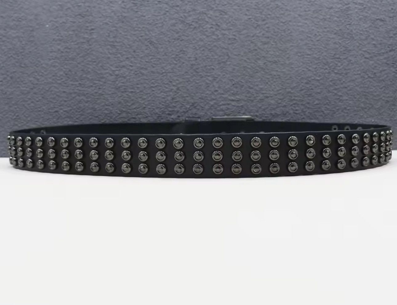 Japanese Brand 115 cm Black PU Leather Studded Belt - Gothic & Punk Fashion Size ONE SIZE - 5 Thumbnail