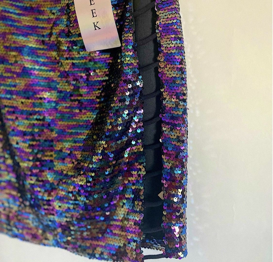 Other GORGEOUS SPARKLY SEQUIN SIDE LADDER CUTOUT MINI SKIRT SZ S Size 26" / US 2 / IT 38 - 10 Thumbnail