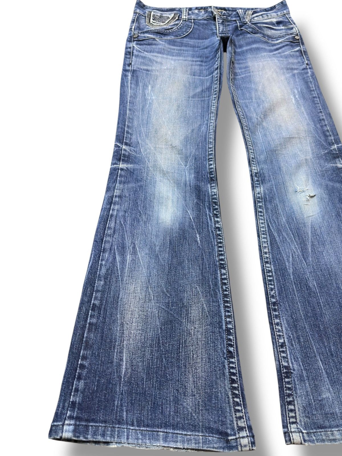 If Six Was Nine Vintage Pasta Denim Flare Bootcut Embroidery Denim Size US 31 - 3 Thumbnail