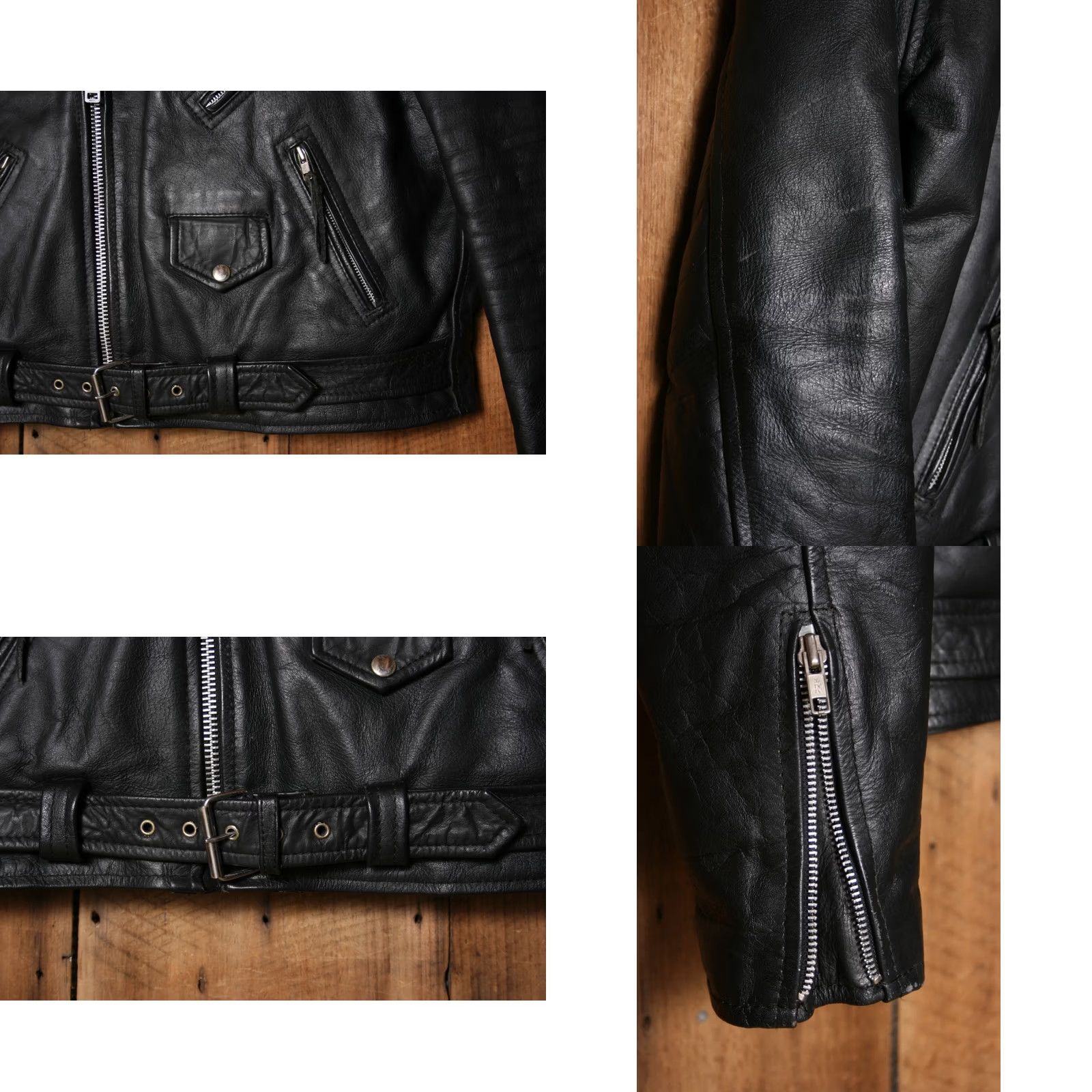 Vintage SUPERIOR Black Leather Biker Jacket Sz. 48 Tulsa HOG Harley Patch Mens Jacket Leather Zip Quilted Belted Insulated 90s Style Size US M / EU 48-50 / 2 - 8 Thumbnail
