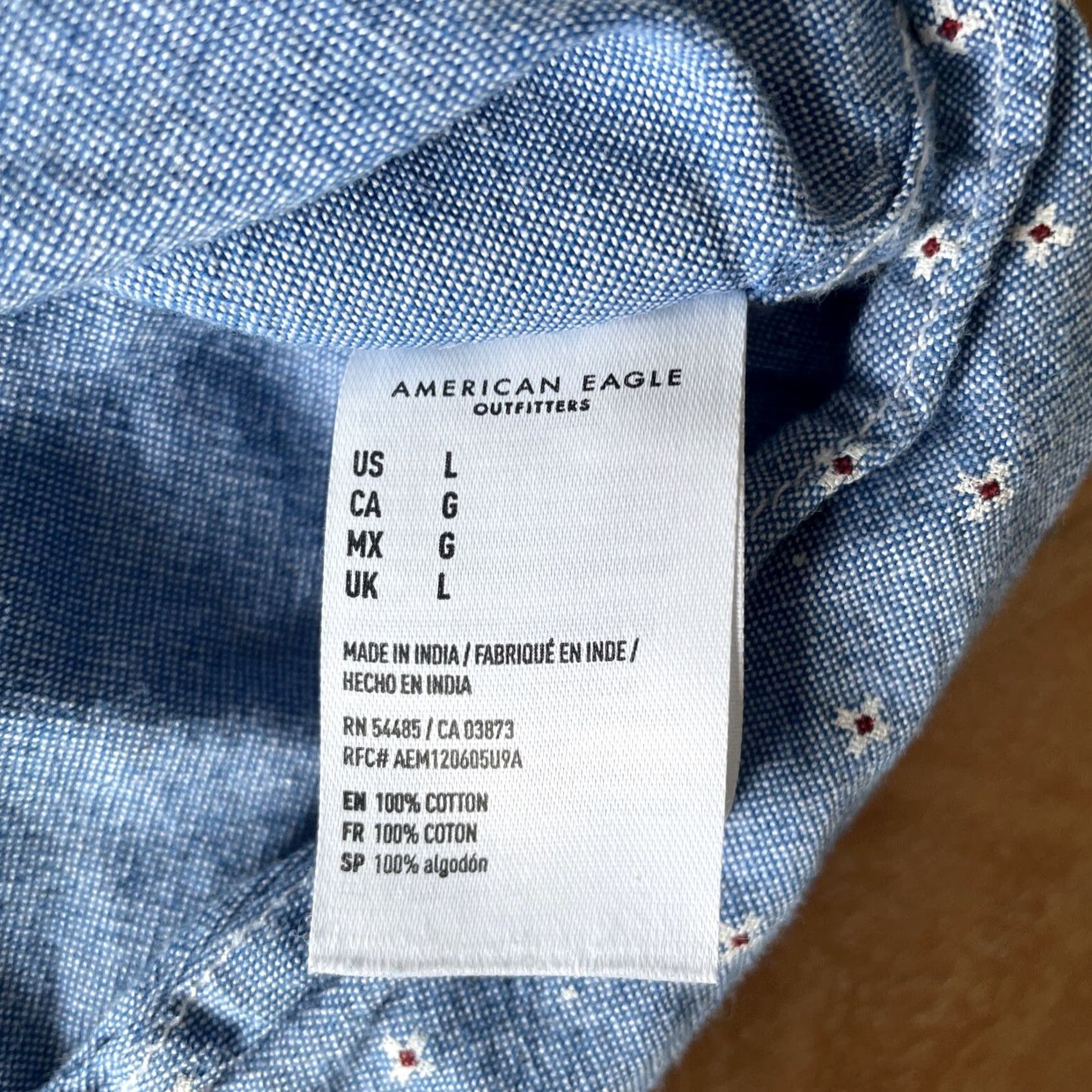 American Eagle Outfitters American Eagle Outfitters Shirt Mens L Blue All Over Cross Print Button Down 100% Cotton Size US L / EU 52-54 / 3 - 7 Thumbnail