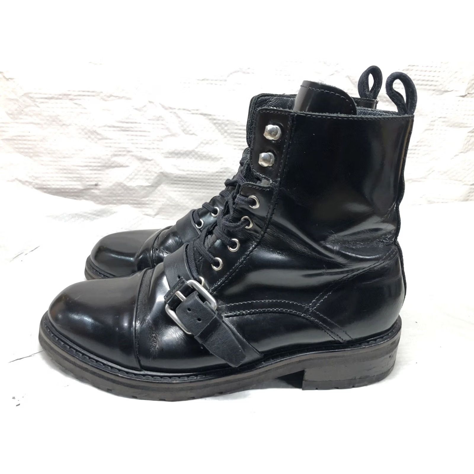 Allsaints Allsaints Donita Black Patent Leather Lace up Boots Combat Black Size 39/8.5 US Womens Boot Size US 8 / IT 38 - 4 Thumbnail