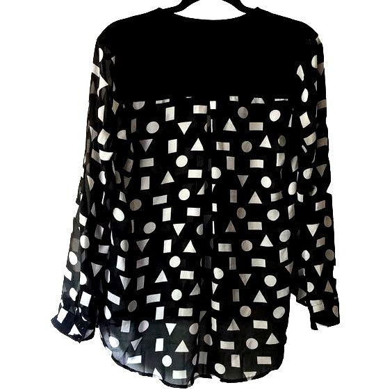 Forever 21 Forever 21 Black & White Geometric Print Sheer Long Sleeve B Size L / US 10 / IT 46 - 2 Thumbnail