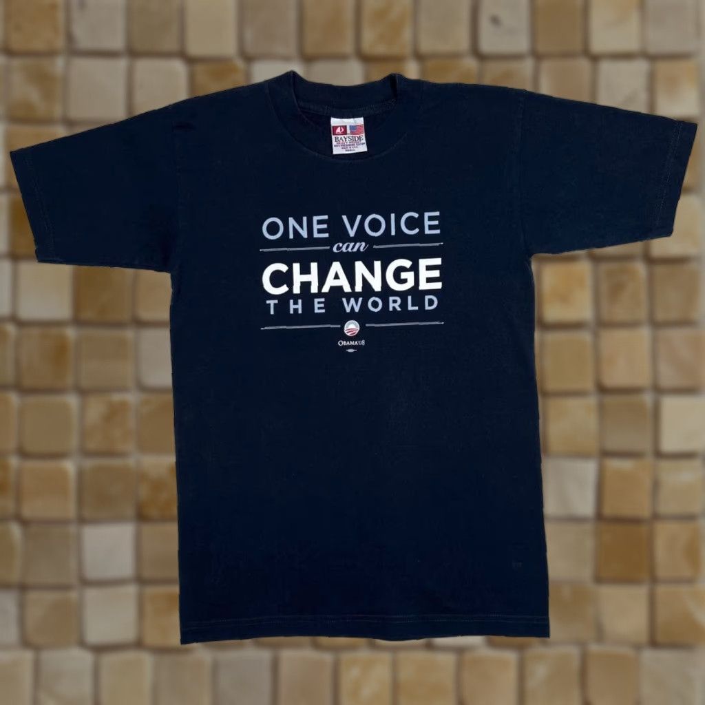Changes Bayside Obama (2008) “One Voice Can Change The World” Political T-Shirt Small Navy Blue Men XS/S? Size US S / EU 44-46 / 1 - 1 Thumbnail