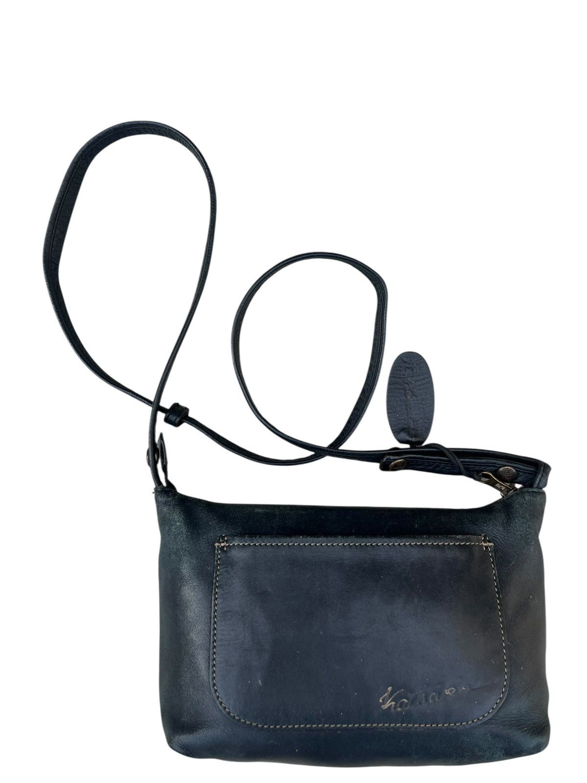 Leather Vintage Ibiza Japan Patina Scratches Black Leather Bag Size ONE SIZE - 8 Thumbnail