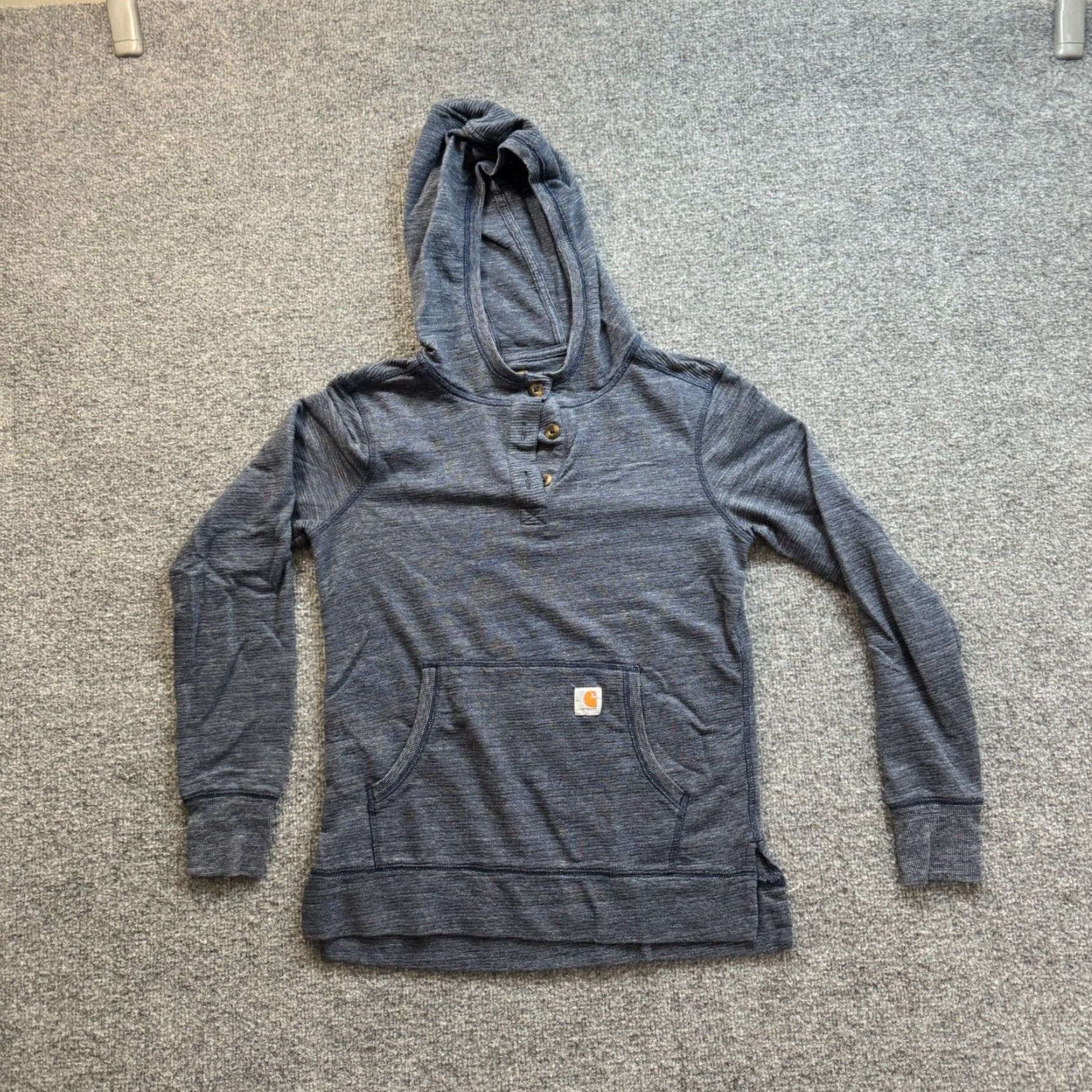 Carhartt Women s Blue Henley Hoodie Sweatshirt Norwalk Carhartt Small Size Classic Comfort Warm Fleece Crew Neck Pullover Sweater Grailed