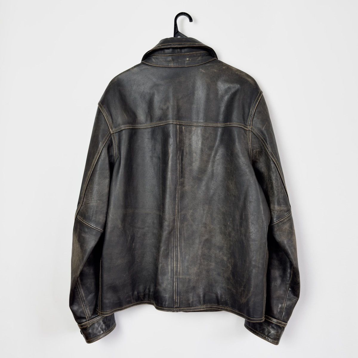Gap Y2k OLD GAP Distressed Leather Jacket Heavyweight Boxy Faded Size US L / EU 52-54 / 3 - 7 Thumbnail