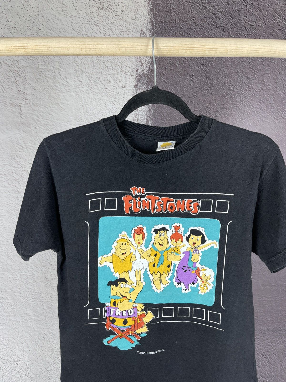Cartoon Network Vintage Flintstones Tee 1994 Hanna Barbera Black Fred Family Size US XXS / EU 40 - 2 Thumbnail