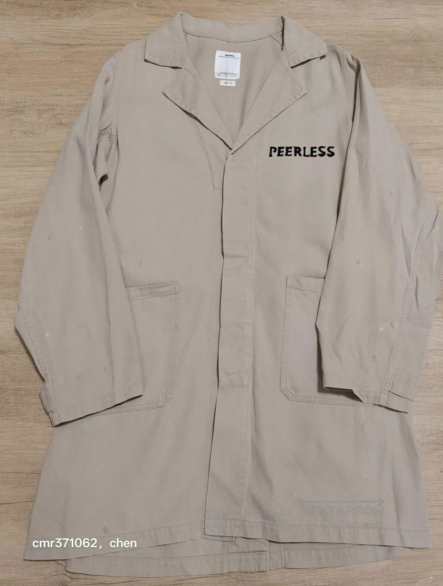 Visvim Beige Long Coat with 'PEERLESS' Print . Size US M / EU 48-50 / 2 - 1 Thumbnail
