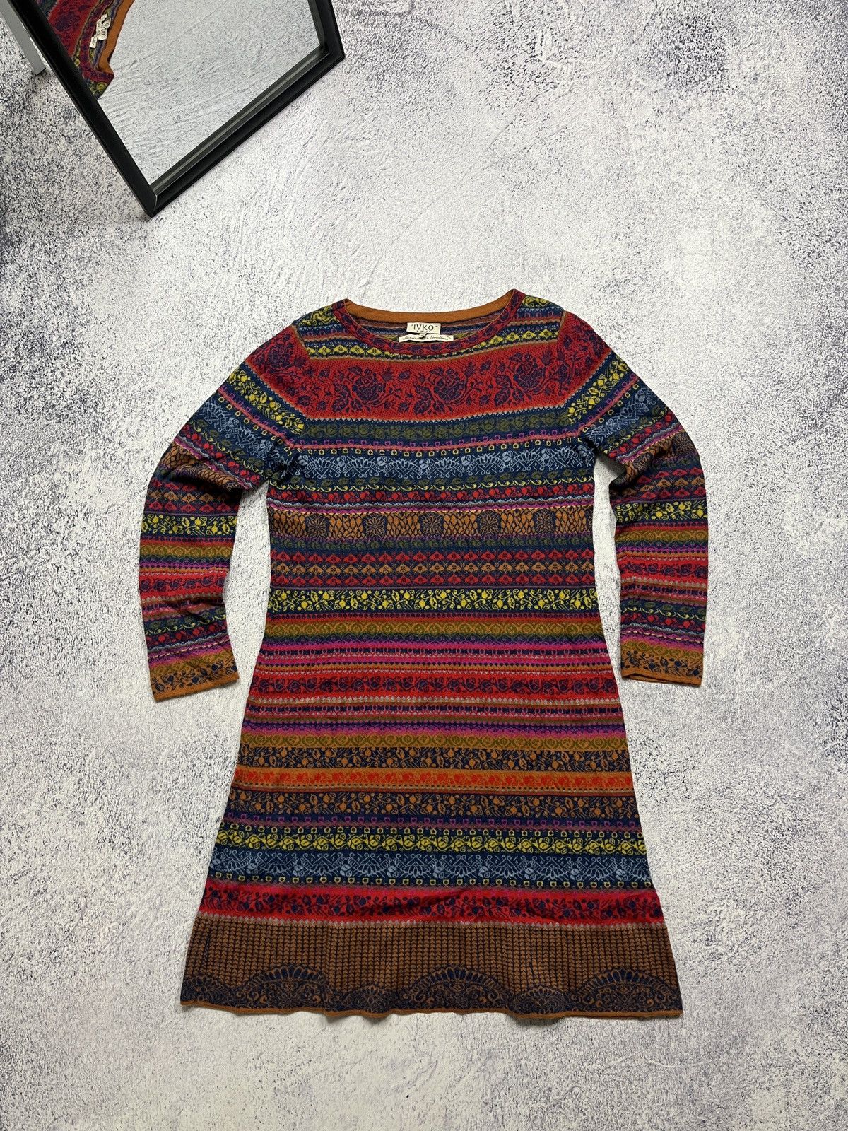 Japanese Brand Ivko Wool Knitted Dress Float Pattern Japanese Avant Garde Size S / US 4 / IT 40 - 1 Thumbnail