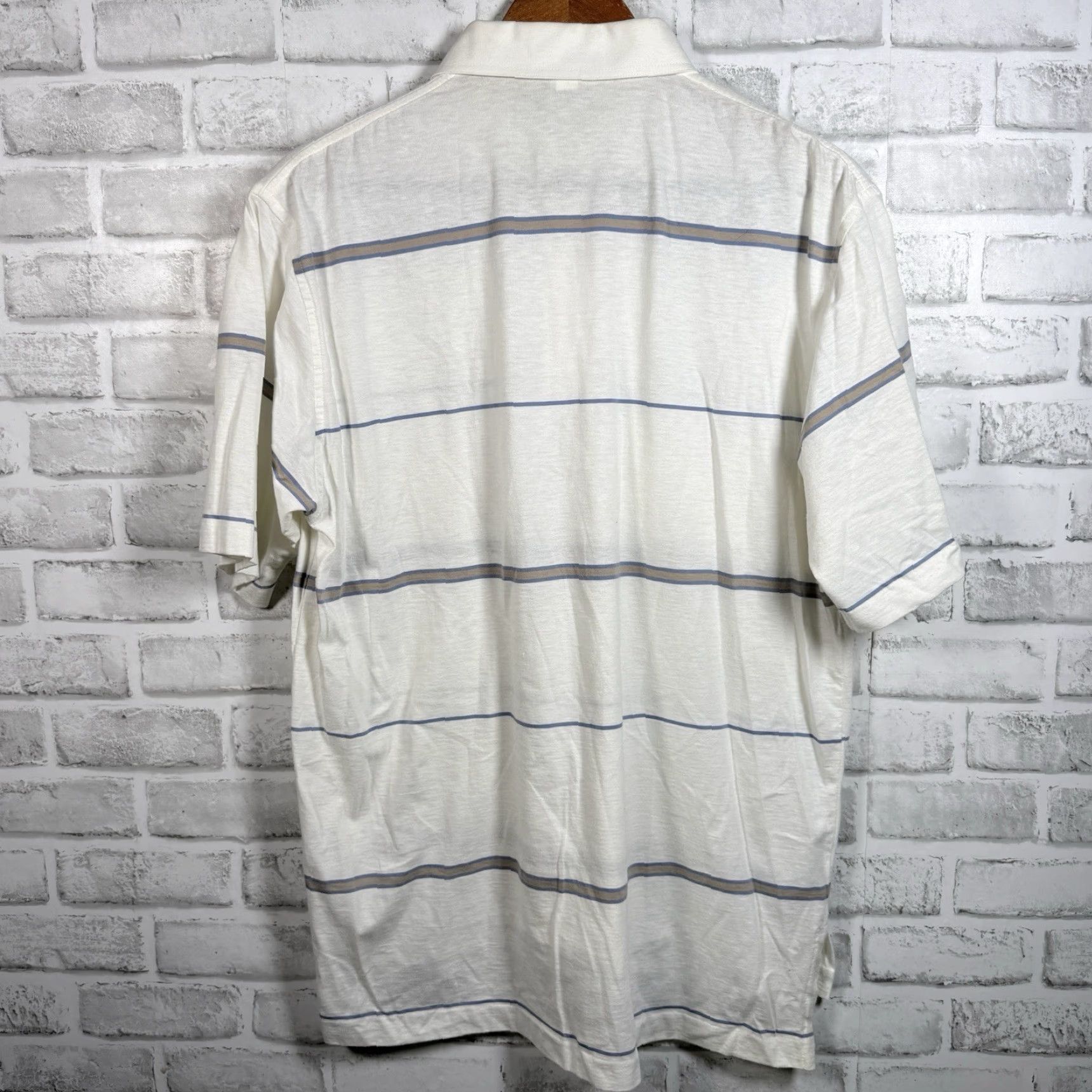 Lacoste VINTAGE Lacoste Polo Shirt Mens M White Striped Cotton Blend Casual Shirt Adult Medium White Lacoste Mens Size US M / EU 48-50 / 2 - 5 Thumbnail