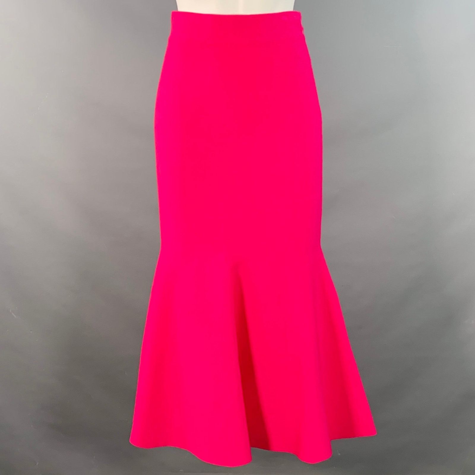 Roland Mouret ROLAND MOURET Size 6 Hot Pink Jersey Knit Fluted Midi Skirt Size 28" / US 6 / IT 42 - 1 Thumbnail