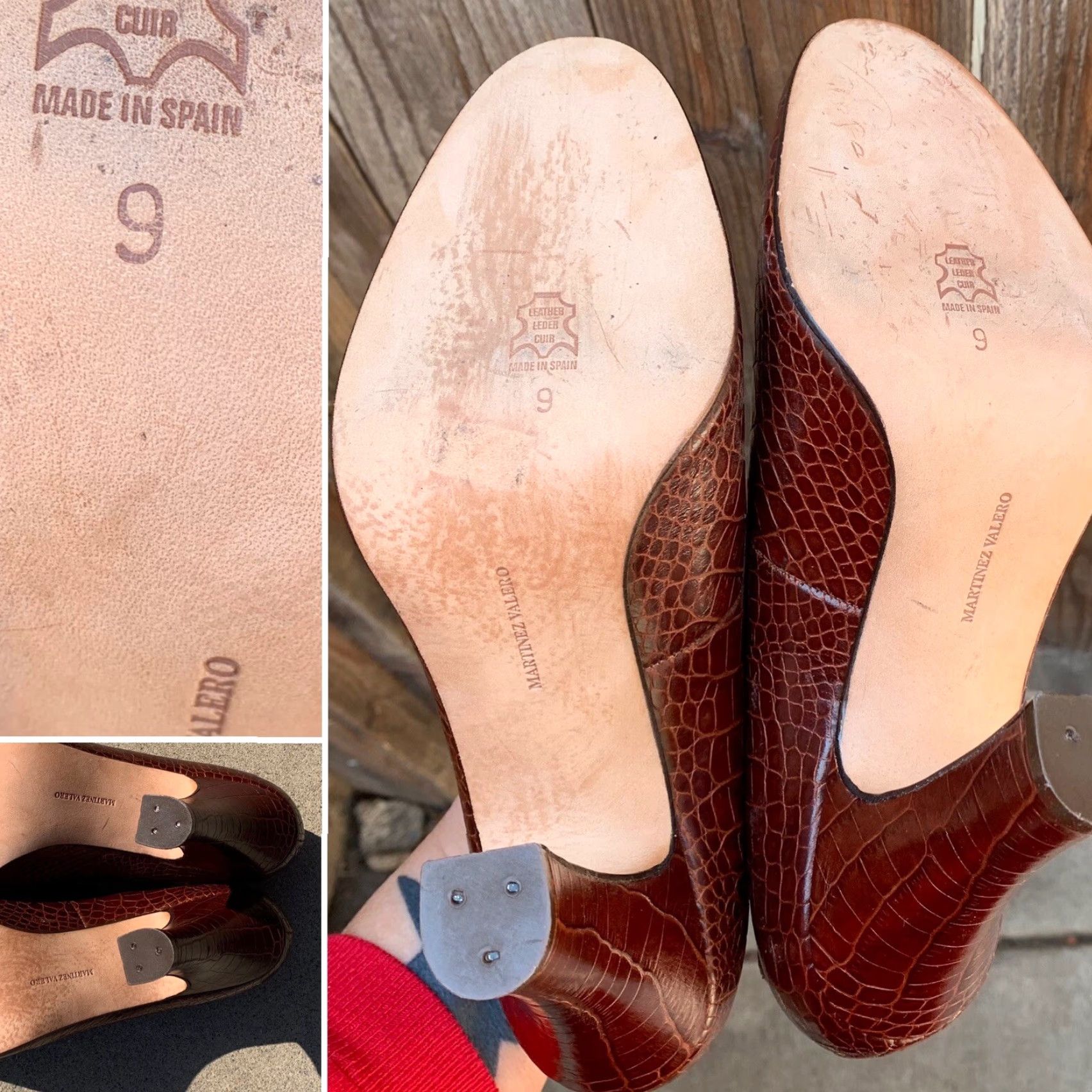 Crocs Martinez Valero Croc Embossed Mary Jane Heels Brown Leather Size 9B Women Pump Leather Upper Spool Heel Vintage N/A Size US 9 / IT 39 - 6 Thumbnail