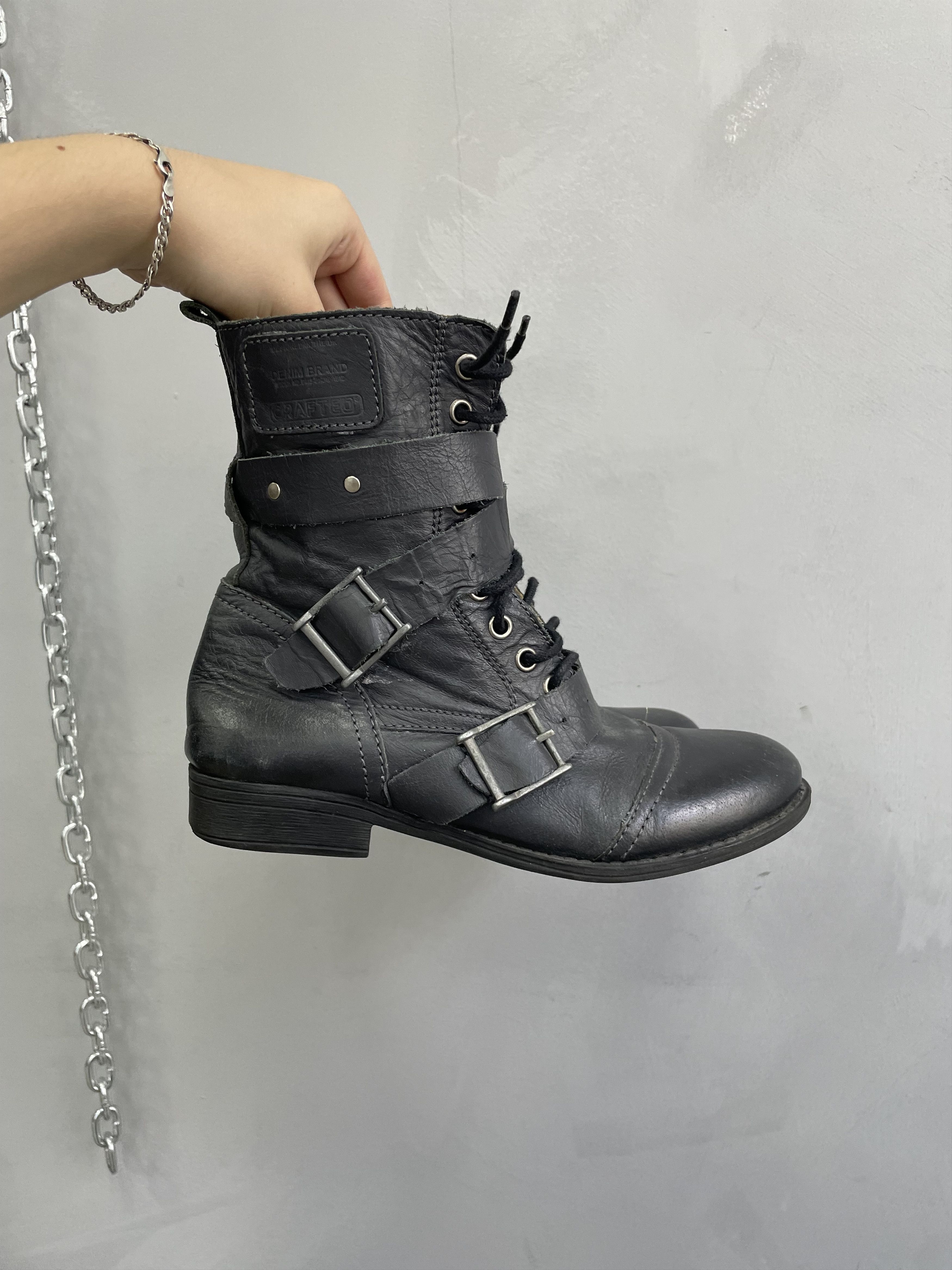 A.S.98 Leather moto ankle Belted Guidi style boots hype retro Size US 7 / IT 37 - 1 Thumbnail