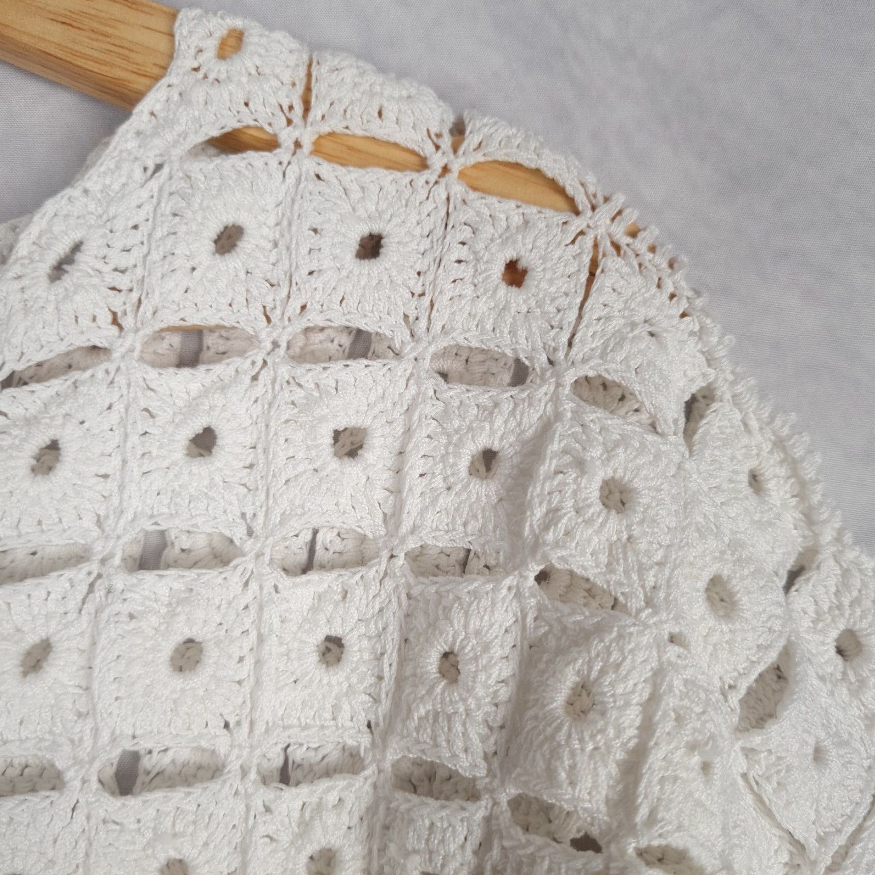 Robert Rodriguez Robert Rodriguez Dress Womens XS White Crochet Open Granny Squares Ribbon Belt Mod Duster Size XS / US 0-2 / IT 36-38 - 4 Thumbnail
