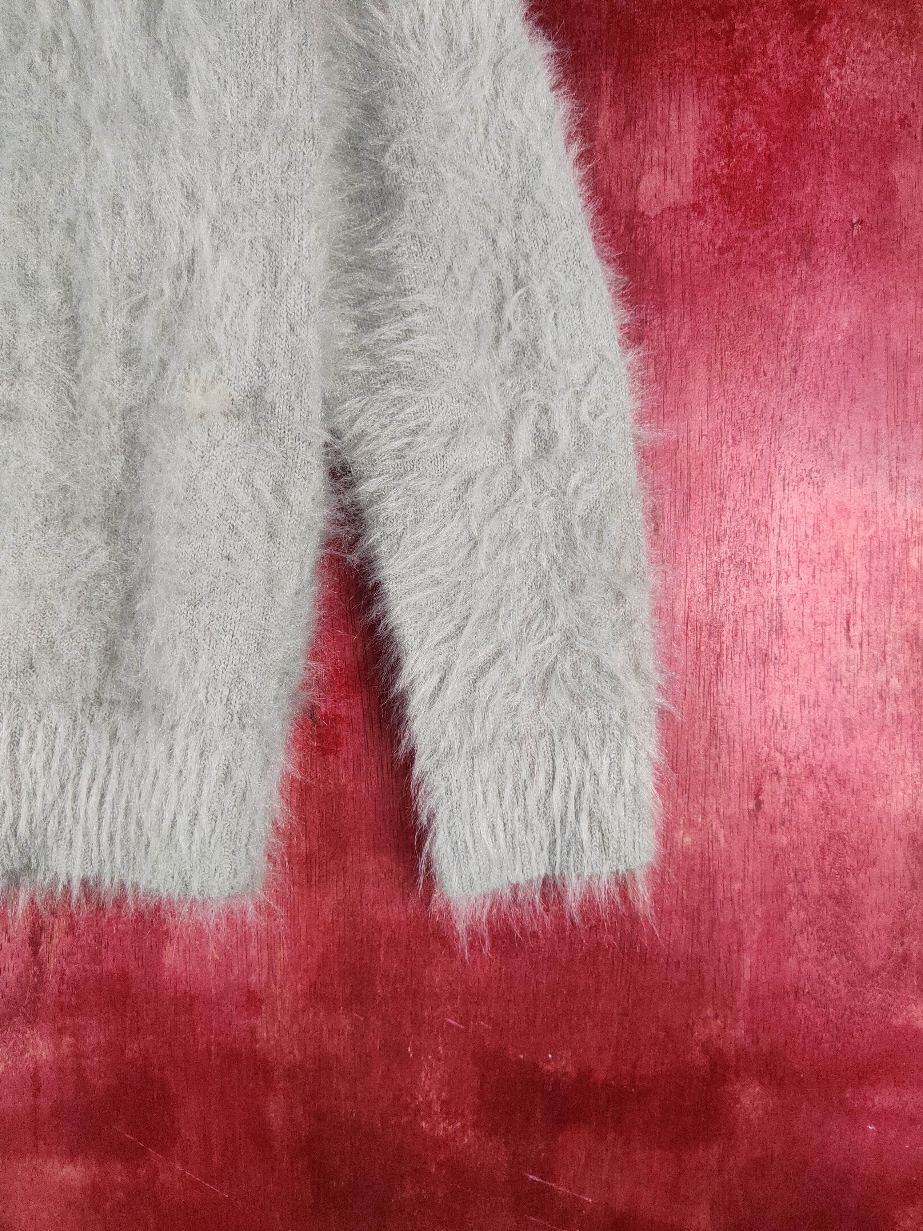 Vintage KBF Gray Shag Shaggy Fur Mohair Knitwear #S2095 Size XS / US 0-2 / IT 36-38 - 6 Thumbnail