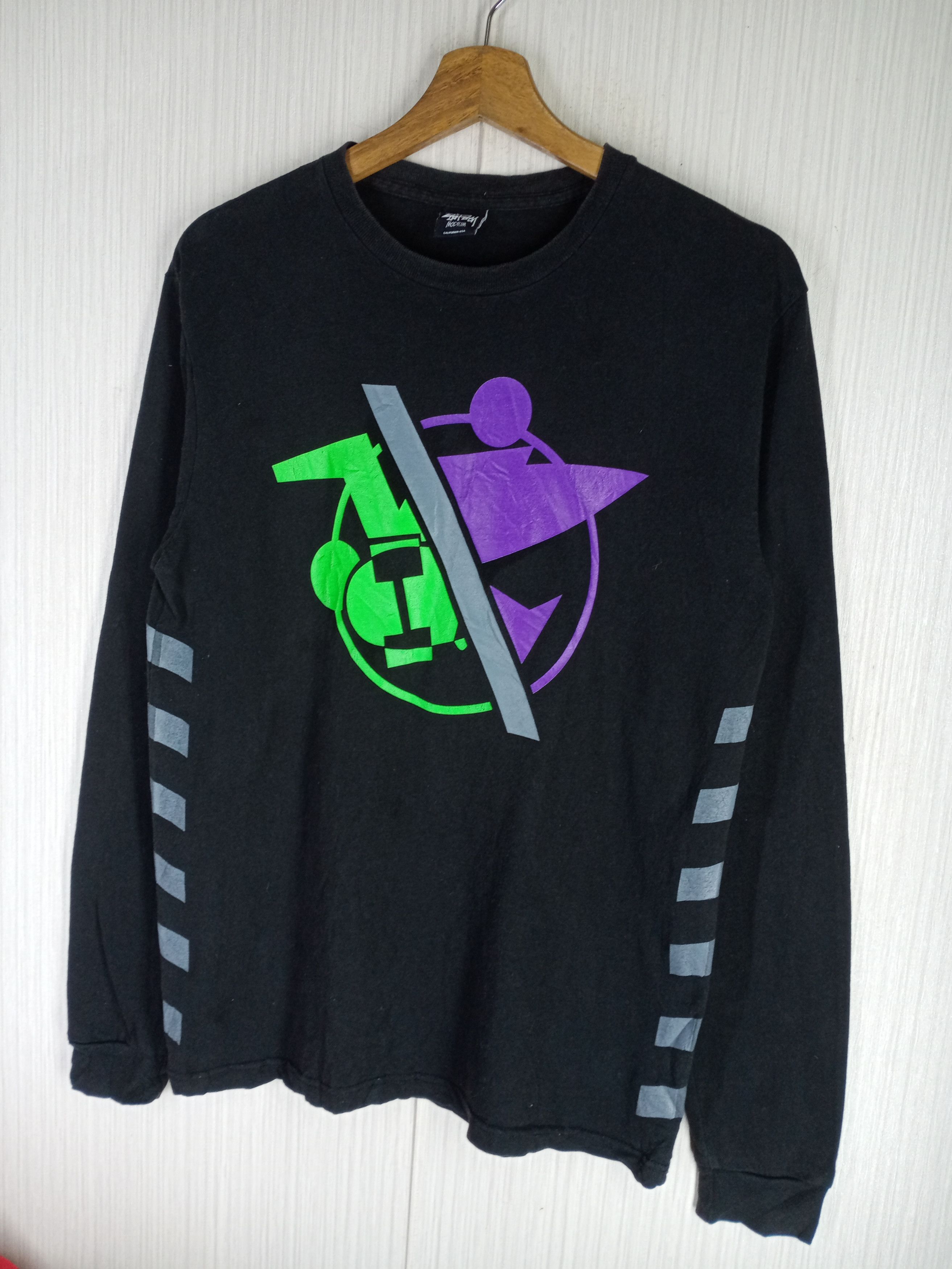 Stussy × Vintage Rare Vintage Stussy Split Logo Long Sleeve Tshirt Size US M / EU 48-50 / 2 - 3 Thumbnail