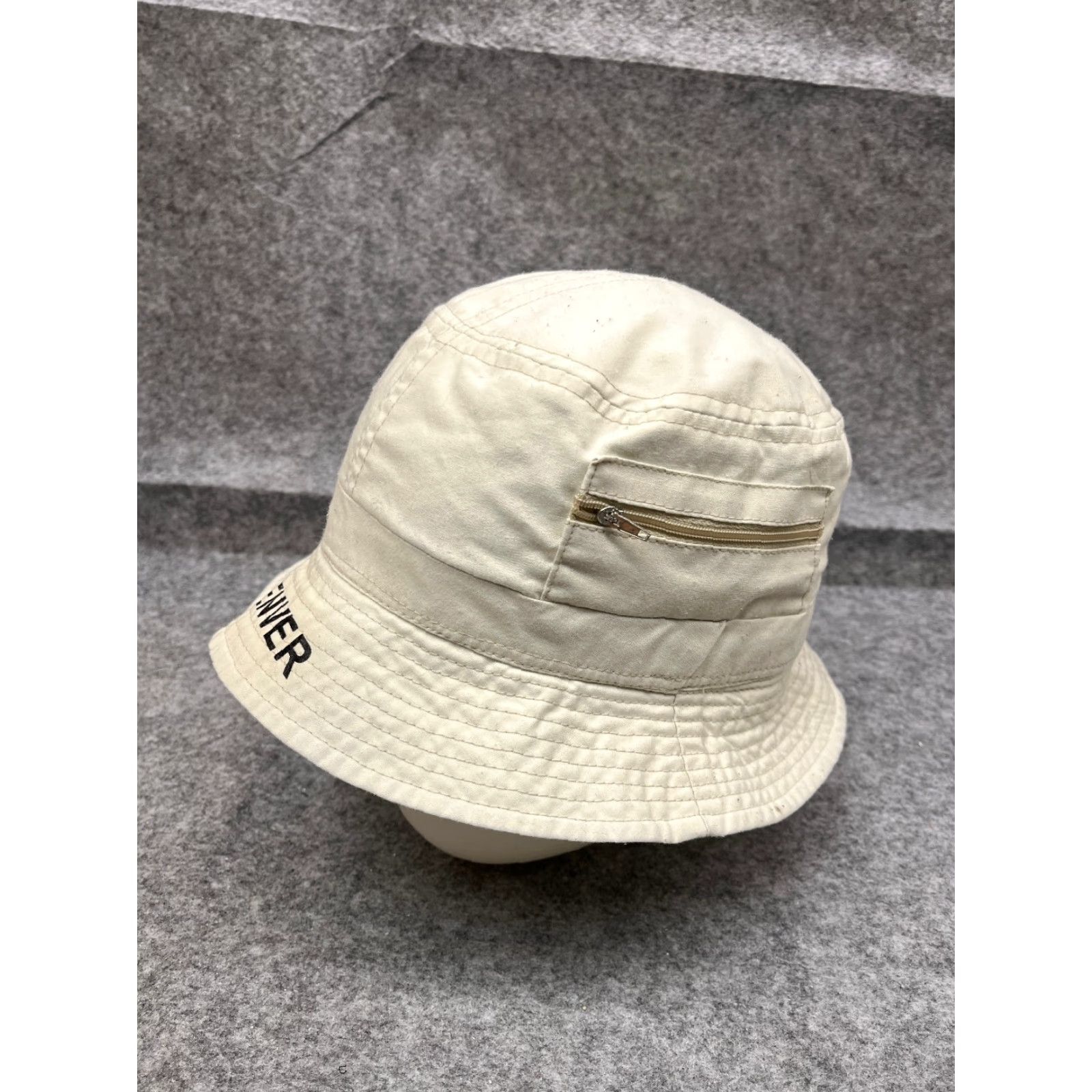 Vintage Bucket Hat Adult One Size White Cotton Blend Beach Camp Outdoor Denver Sun Size ONE SIZE - 4 Thumbnail