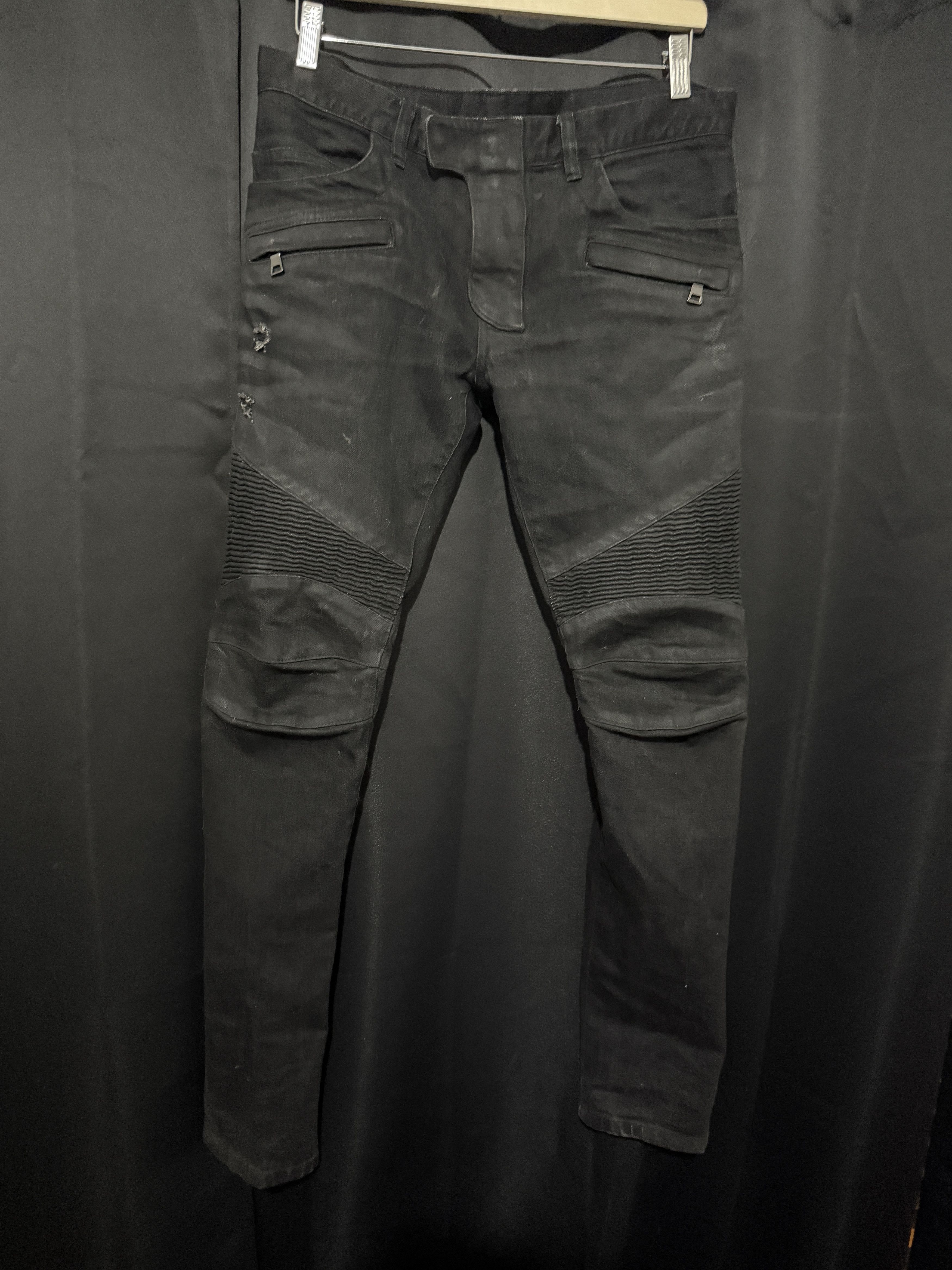 Balmain 12SS Decarnin biker デニム Balmain Decarnin Era Japanesse Denim Biker Jeans Size 32