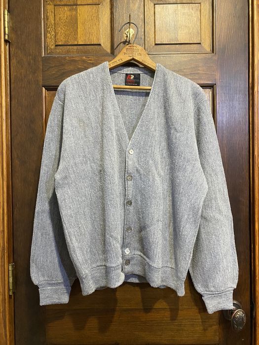 Robert Bruce 90s Vintage Arnold Palmer Grey Cardigan Knit Sweater