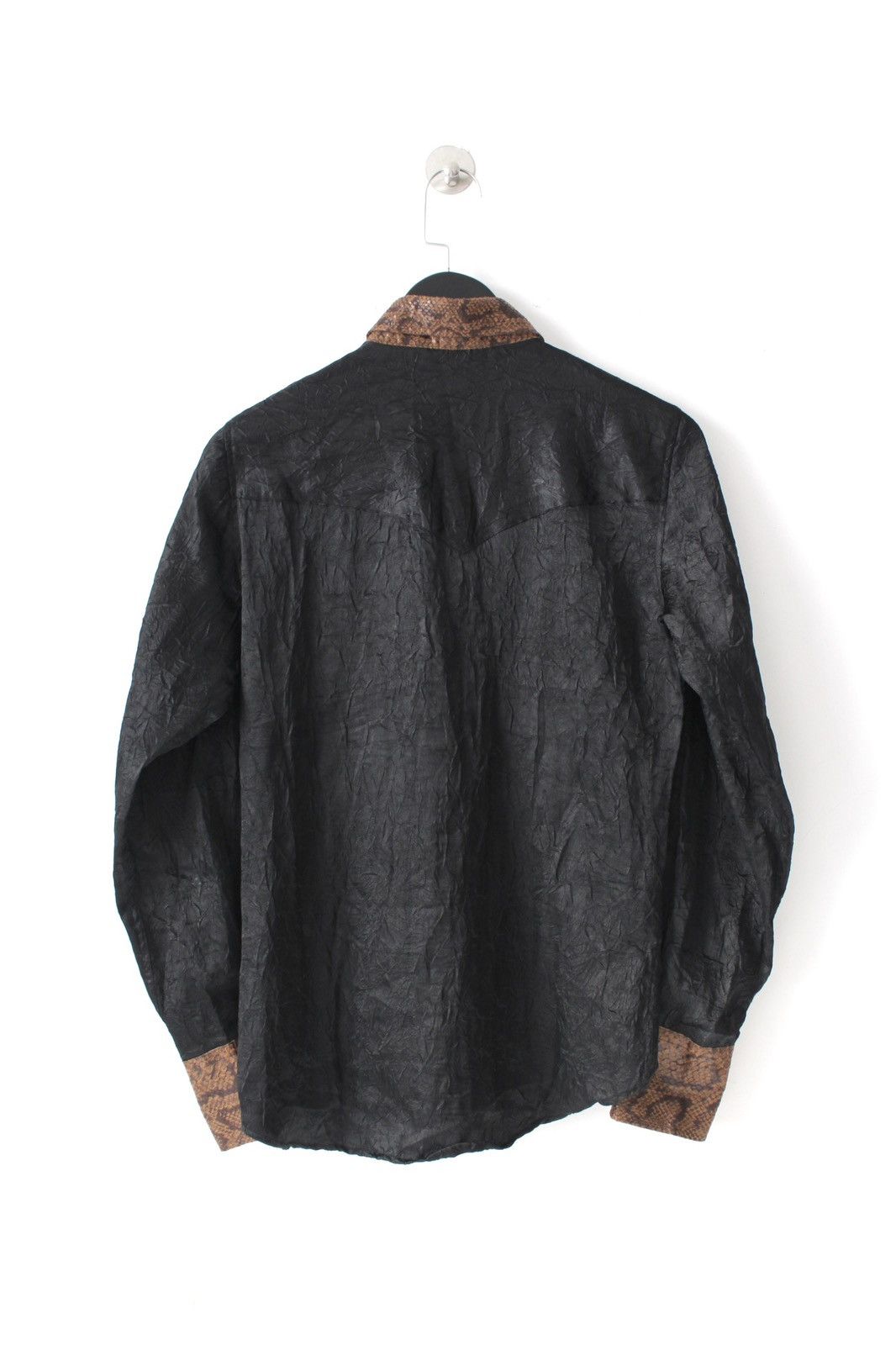 Japanese Brand 2000S AMEDEO JAPAN SNAKE TRIM CRINKLE WESTERN SHIRT Size US M / EU 48-50 / 2 - 2 Thumbnail
