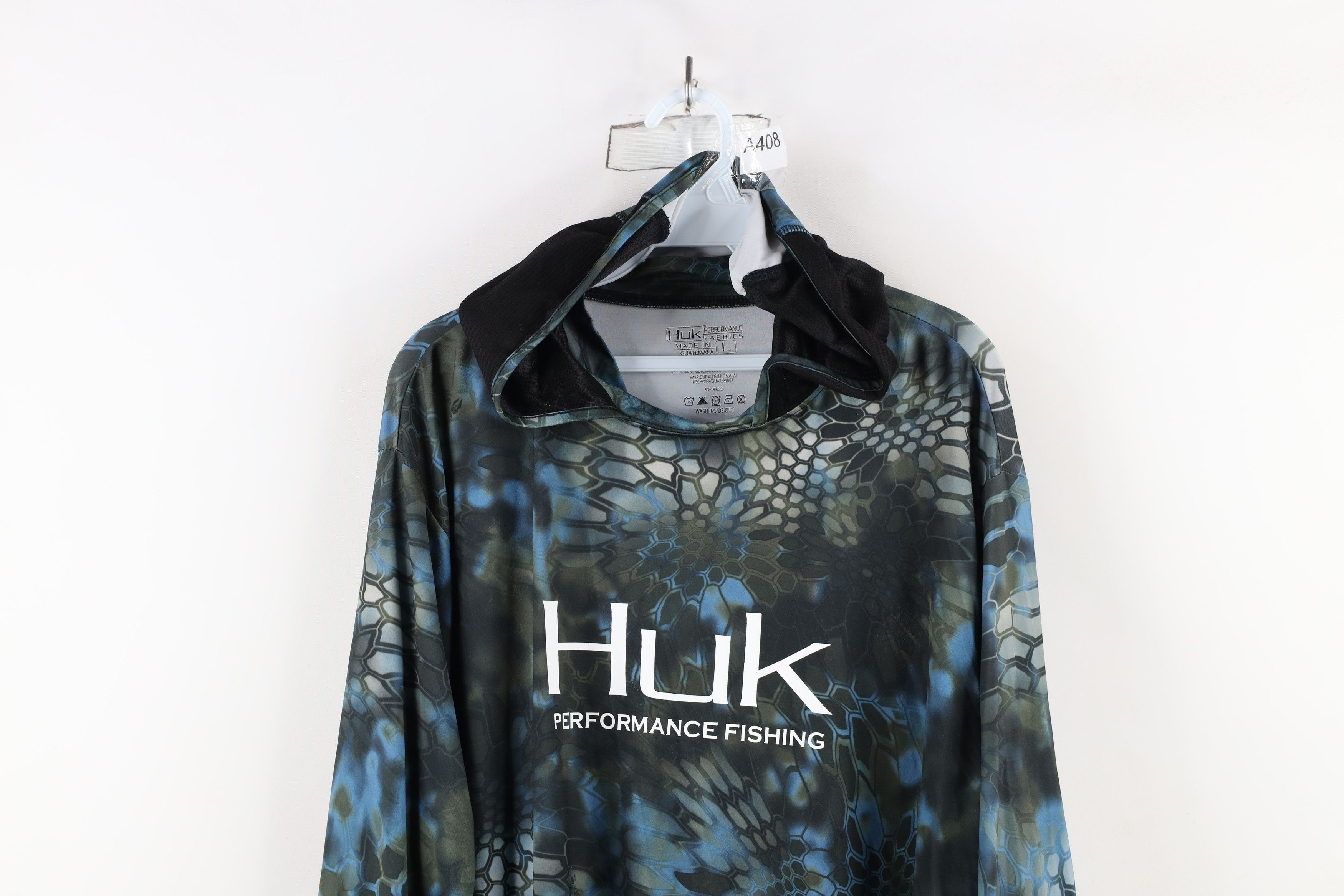 Vintage Huk Fishing Camouflage Lightweight Hoodie Hooded T-Shirt Size US L / EU 52-54 / 3 - 2 Thumbnail