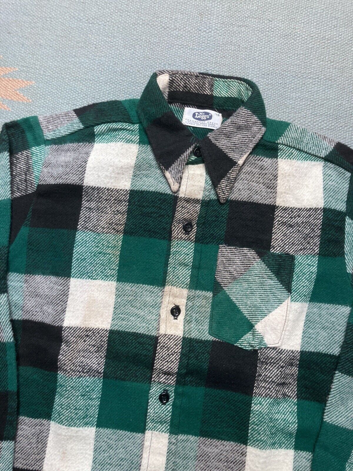 Vintage 70s flannel shirt Mr Leggs woven cotton plaid boy 18 adult S Size US S / EU 44-46 / 1 - 2 Thumbnail