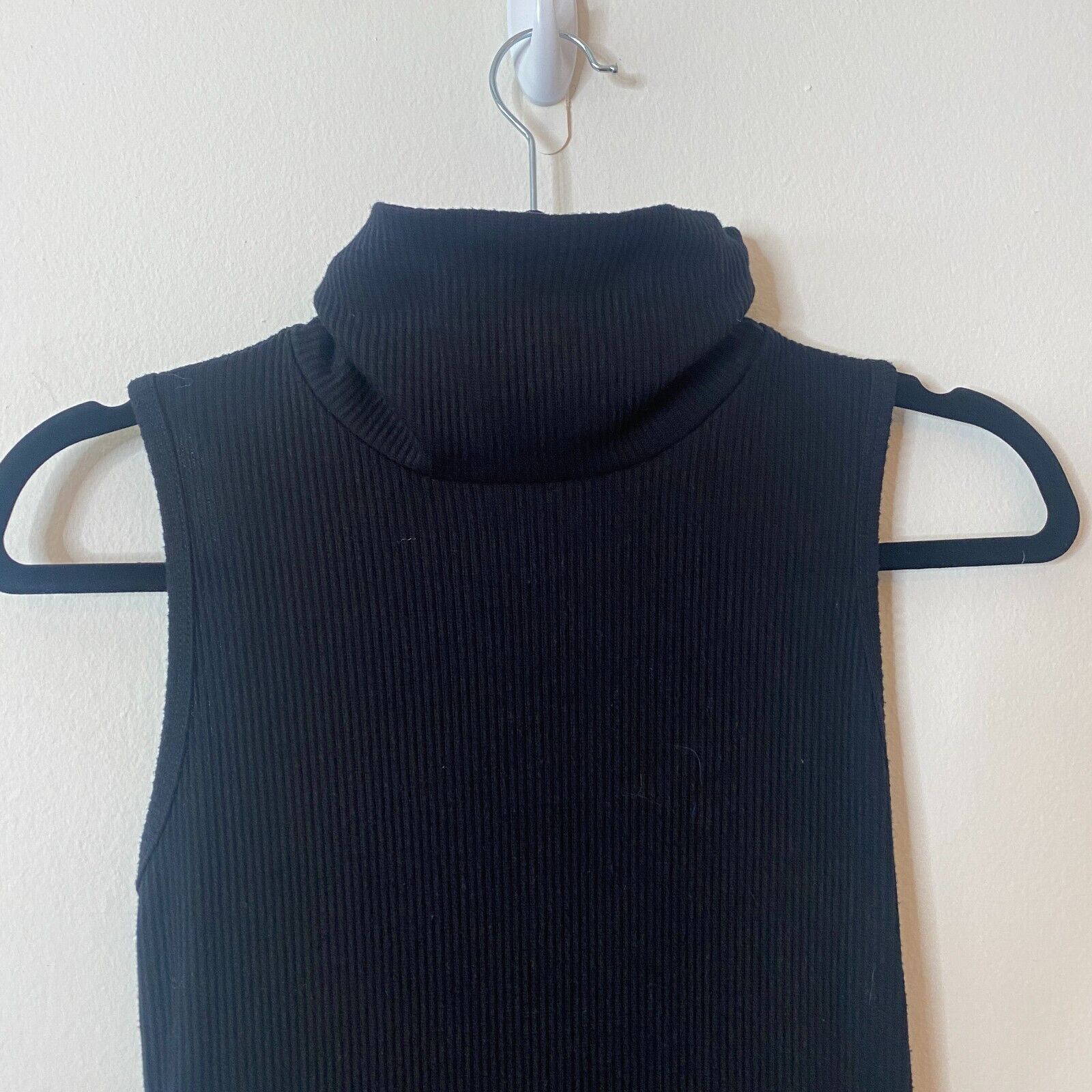 Other Black Mock Neck Ribbed Bodycon Sleeveless Cut Out Dress S Size S / US 4 / IT 40 - 5 Thumbnail