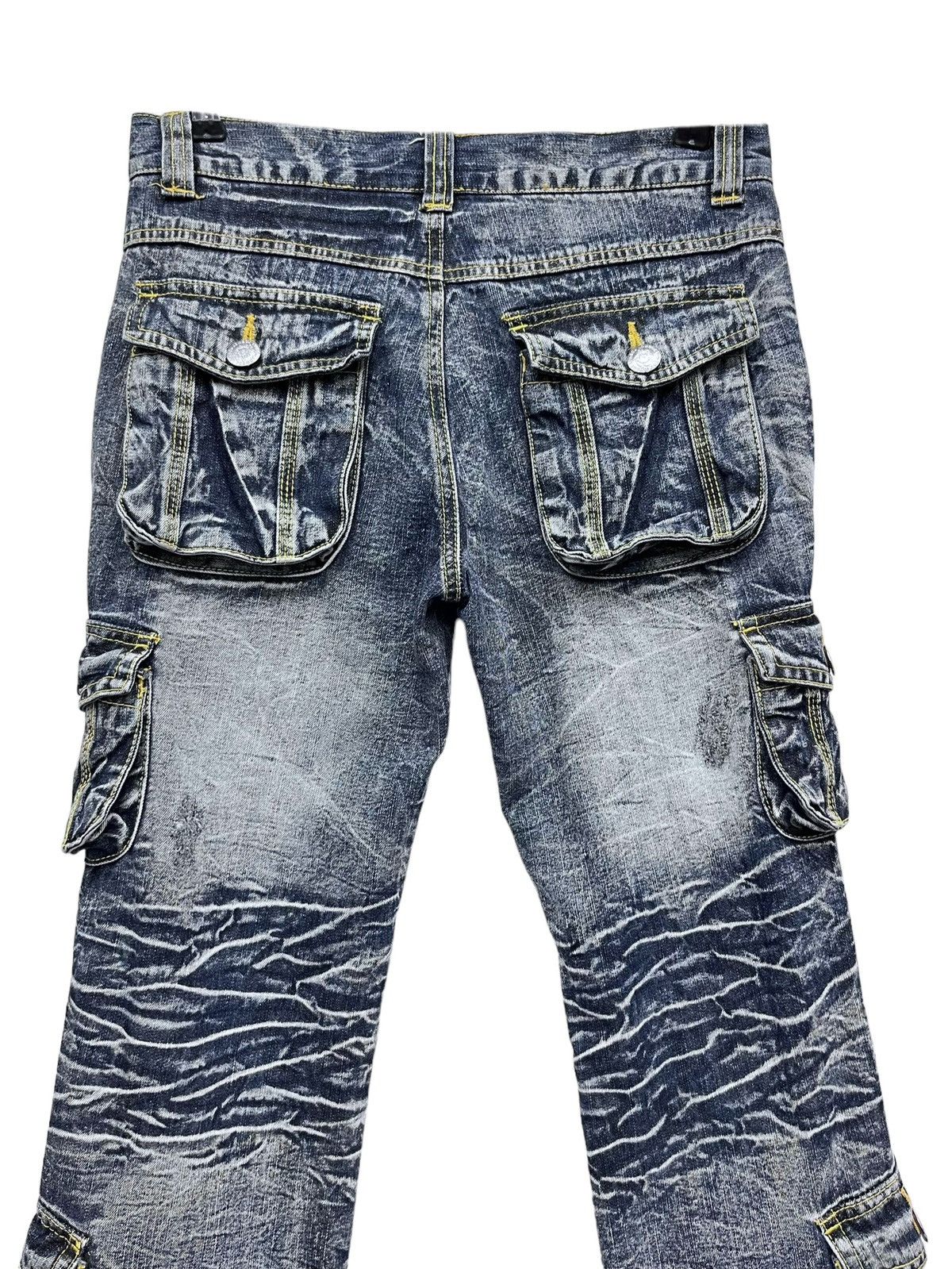 LOWBOX 🔥LOWBOX Distressed Whiskered Multipocket Punk Flare Denim Size US 29 - 11 Thumbnail