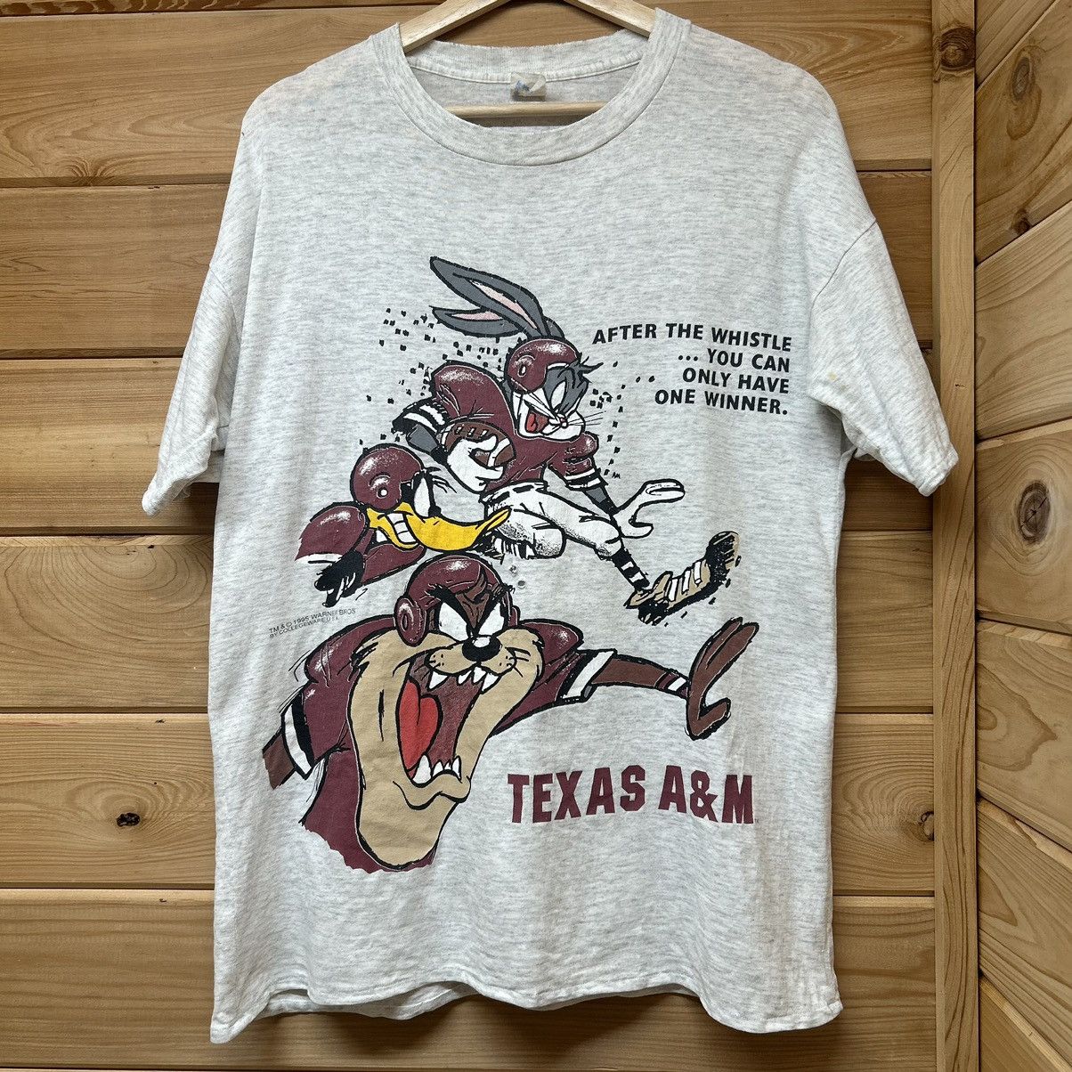 Vintage Vintage 90s Texas A&M Taz Looney Tunes Distressed T Shirt Size US L / EU 52-54 / 3 - 1 Thumbnail