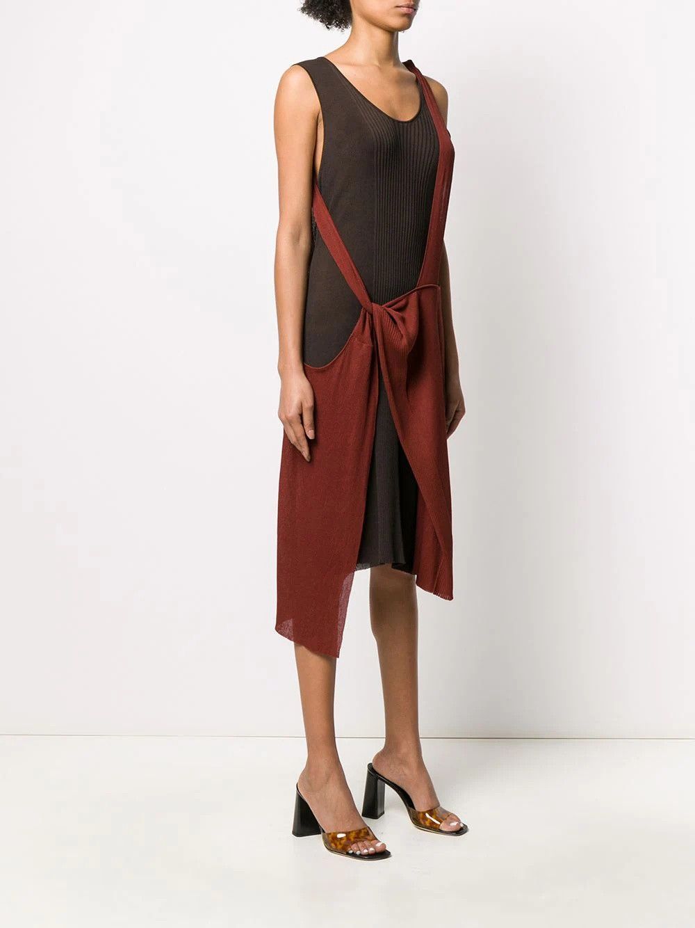 Bottega Veneta o1y0725 Midi Dress in Rust/Black Size XS / US 0-2 / IT 36-38 - 3 Thumbnail