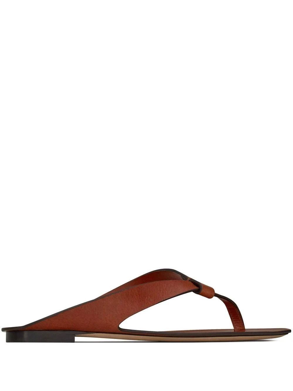 image of Saint Laurent Paris Oc11Z10524 Tower Leather Sandals In Brown, Women's (Size 6)