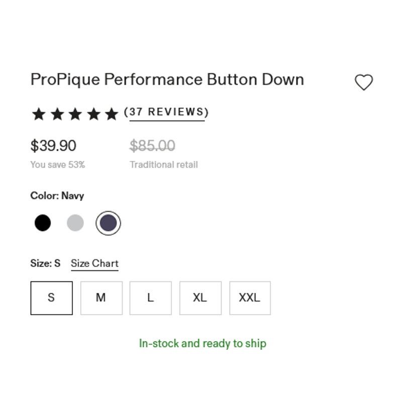 Quince QUINCE Men's Navy Blue ProPique Performance ButtonDown SizeS Size US S / EU 44-46 / 1 - 7 Thumbnail