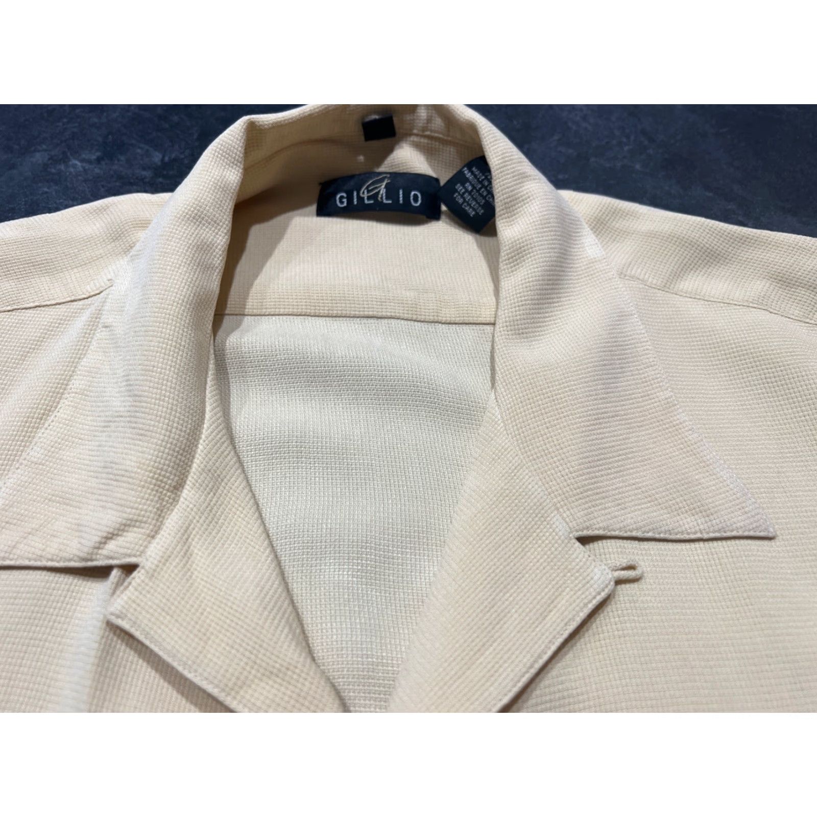 Vintage Gillio Button-Up Shirt Men's XL Short Sleeve Beige Silk Classic Modern Size US XL / EU 56 / 4 - 6 Thumbnail