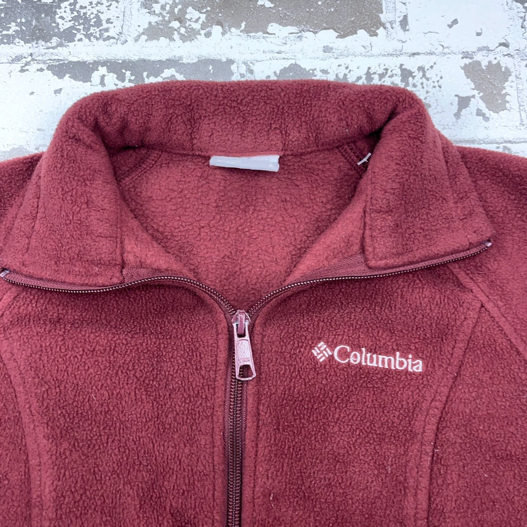 Layer 8 Columbia Jacket Women S Maroon Fleece Zip Pockets Logo Embroidered Regular All Seasons Mid-Length Jacketist? Size S / US 4 / IT 40 - 3 Thumbnail