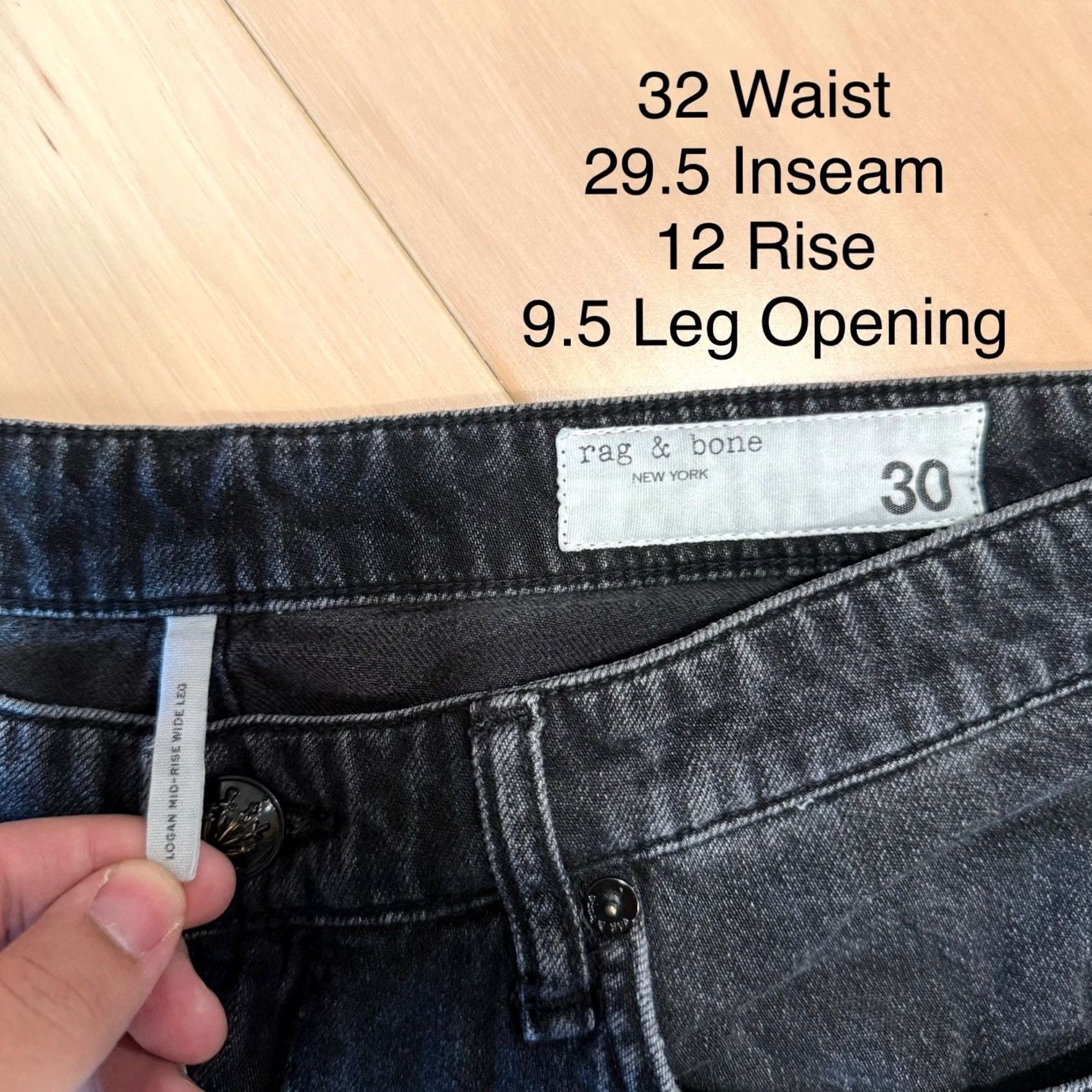 Rag & Bone Rag & Bone Logan Wide Leg Jeans Women's 32 Black Mid Rise NYC Gl am? Wait. Size 24" / US 00 / IT 34 - 5 Thumbnail