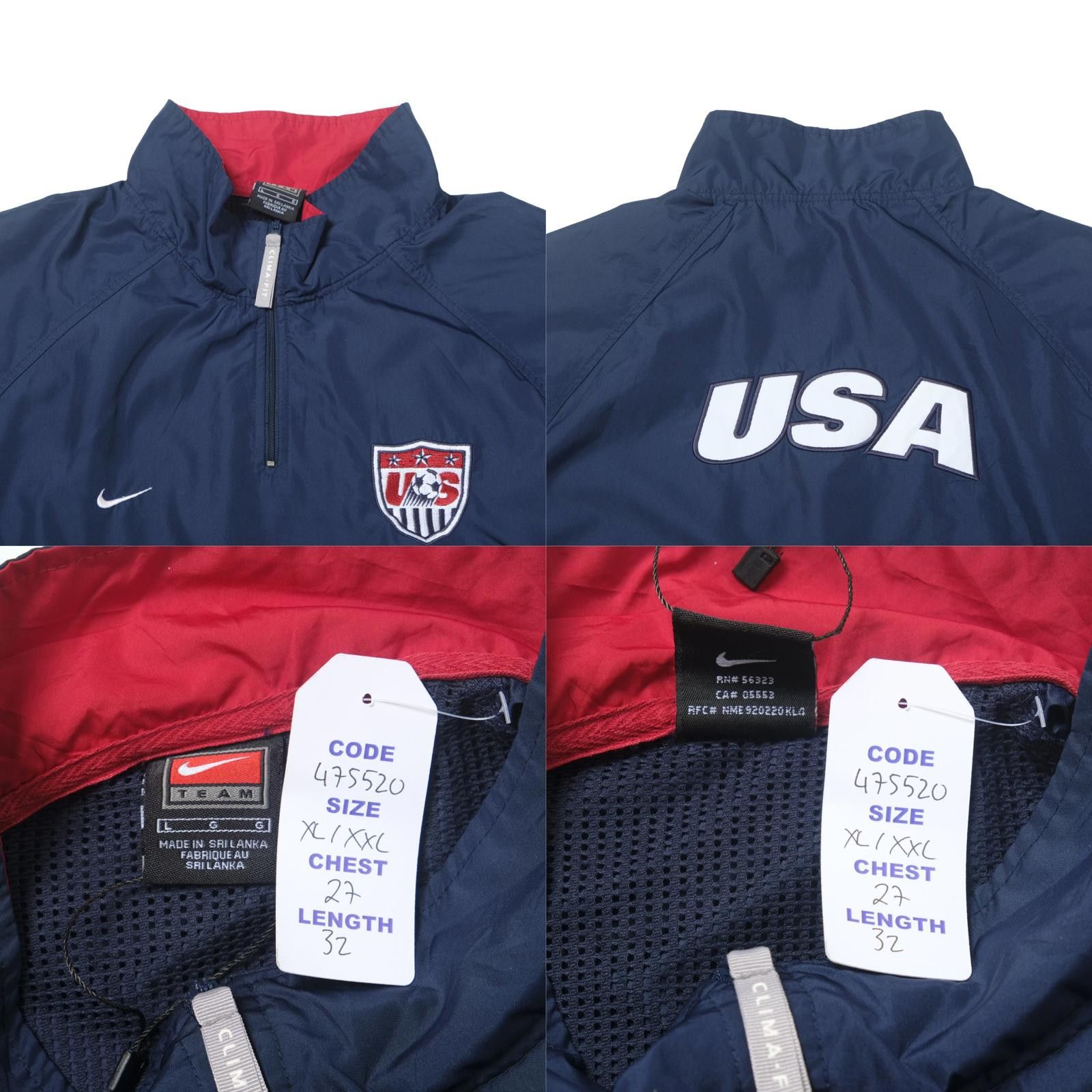 Nike 1990s USA Training Track Football Jacket Nike (XL) Size US XL / EU 56 / 4 - 4 Thumbnail
