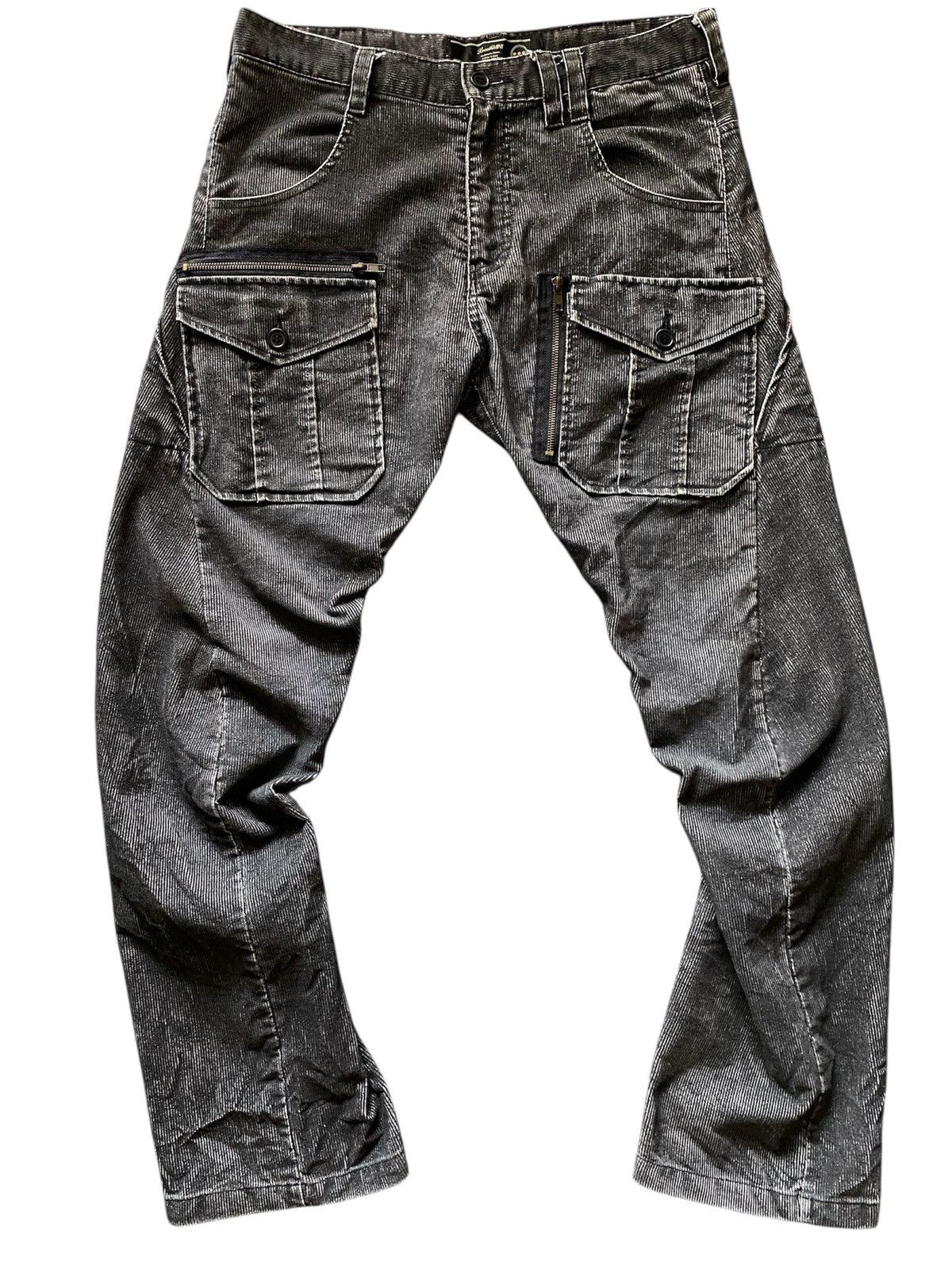 Japanese Brand RARE! Twisted Leg Baggy Punk Corduroy Multi Pocket Pant Size US 35 - 1 Thumbnail