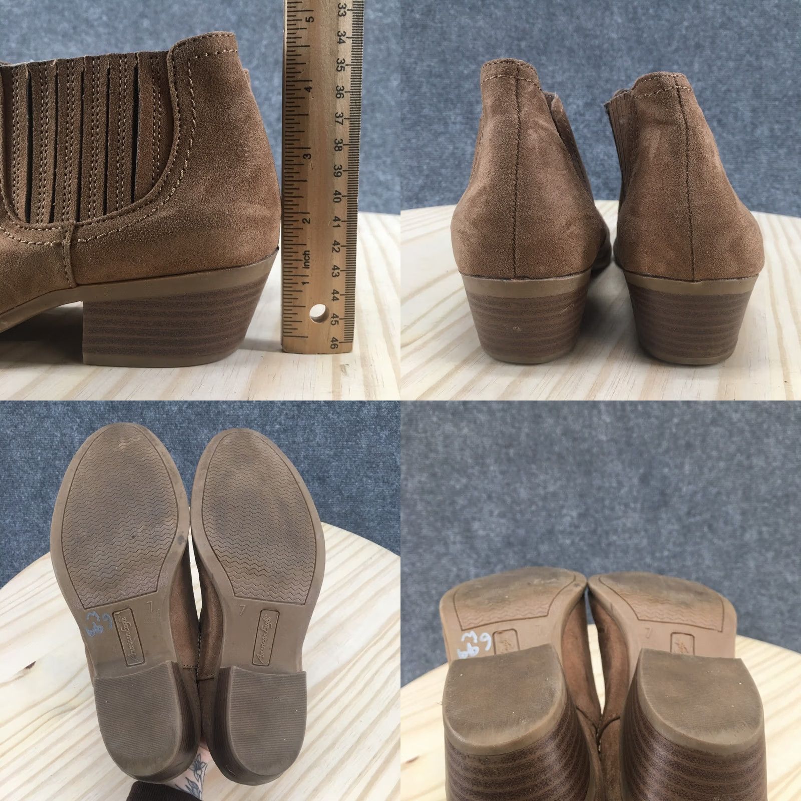 Vintage American Eagle Boots Womens 7 Casual Slip On Ankle Bootie Brown Fabric Heels Size US 7 / IT 37 - 8 Thumbnail