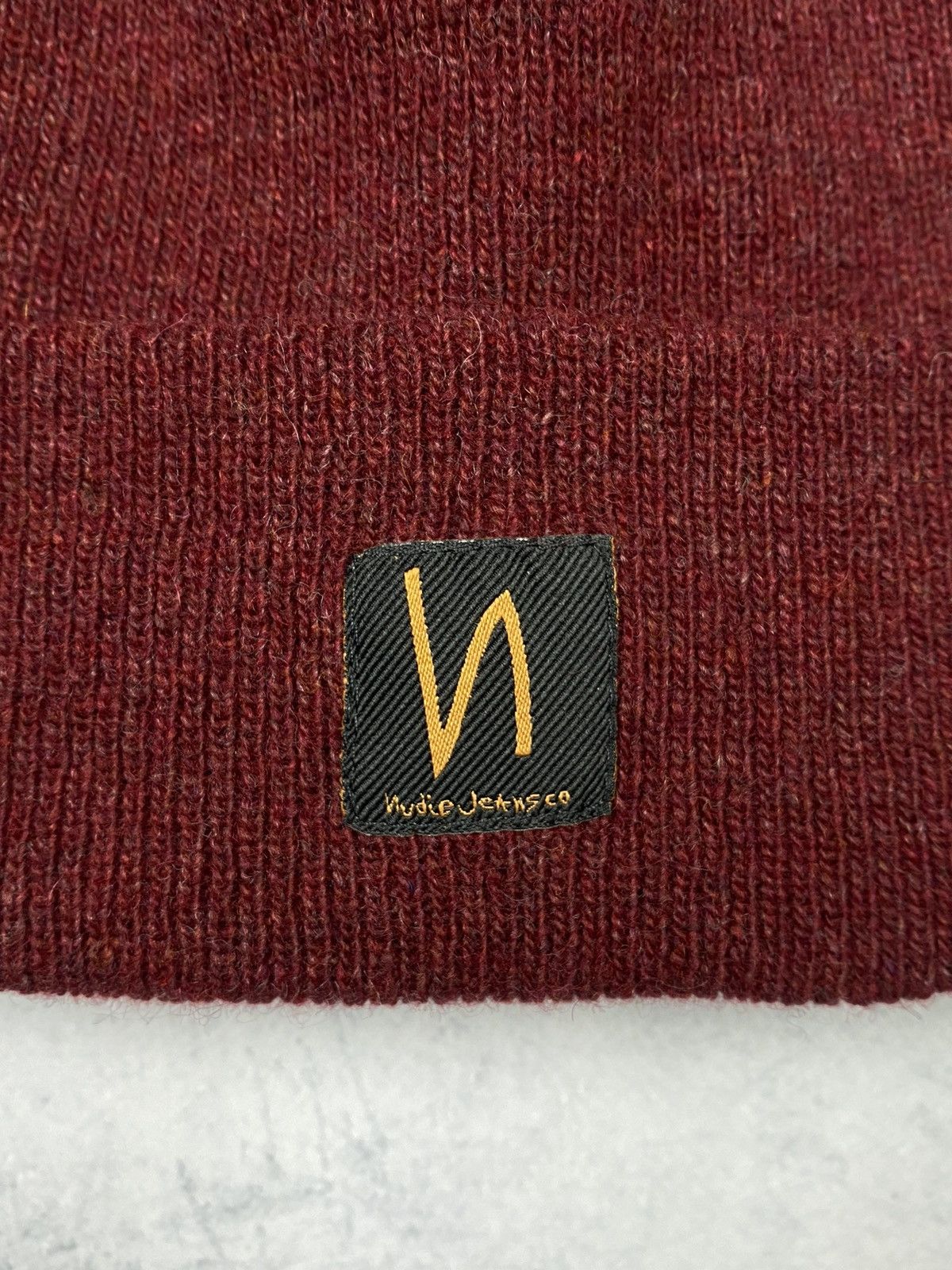 Nudie Jeans Nudie Jeans Ribbed Wool Beanie Hat Maroon Burgundy Size ONE SIZE - 5 Thumbnail