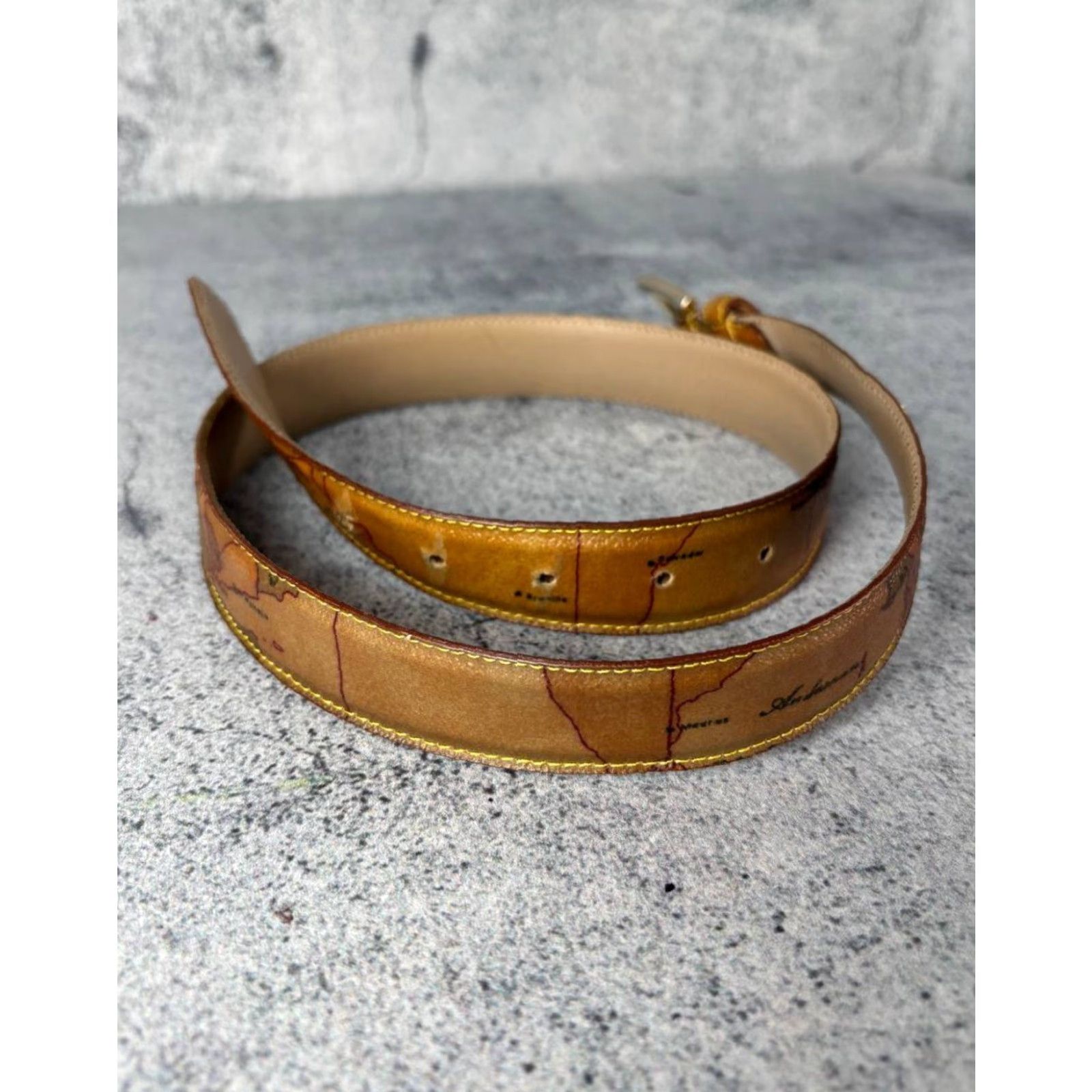 Alviero Martini Alviero Martini Leather Belt Women's Belt Brown Wide Buckle 90s London Classic Vintage: No Size ONE SIZE - 2 Thumbnail