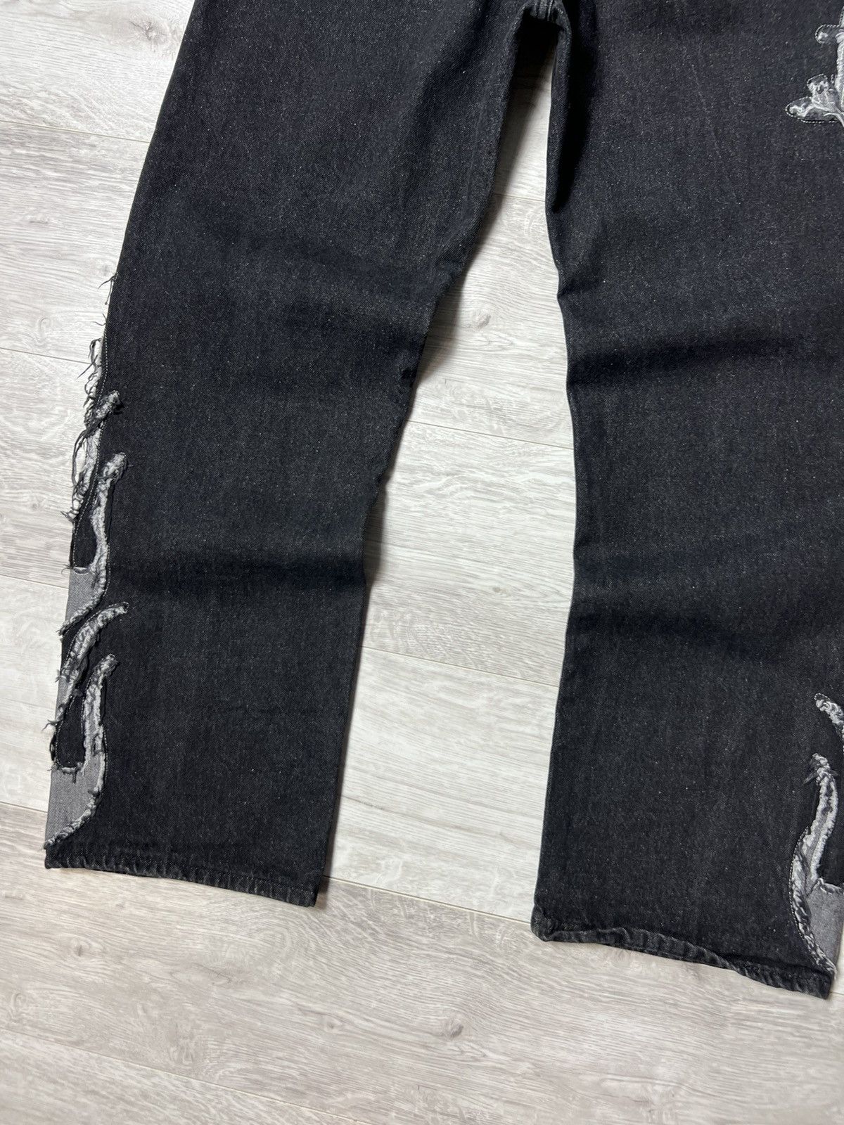 Japanese Brand Y2K Style Fire Jeans With Embroidered Skull Logo Baggy Pants Size US 32 / EU 48 - 10 Thumbnail