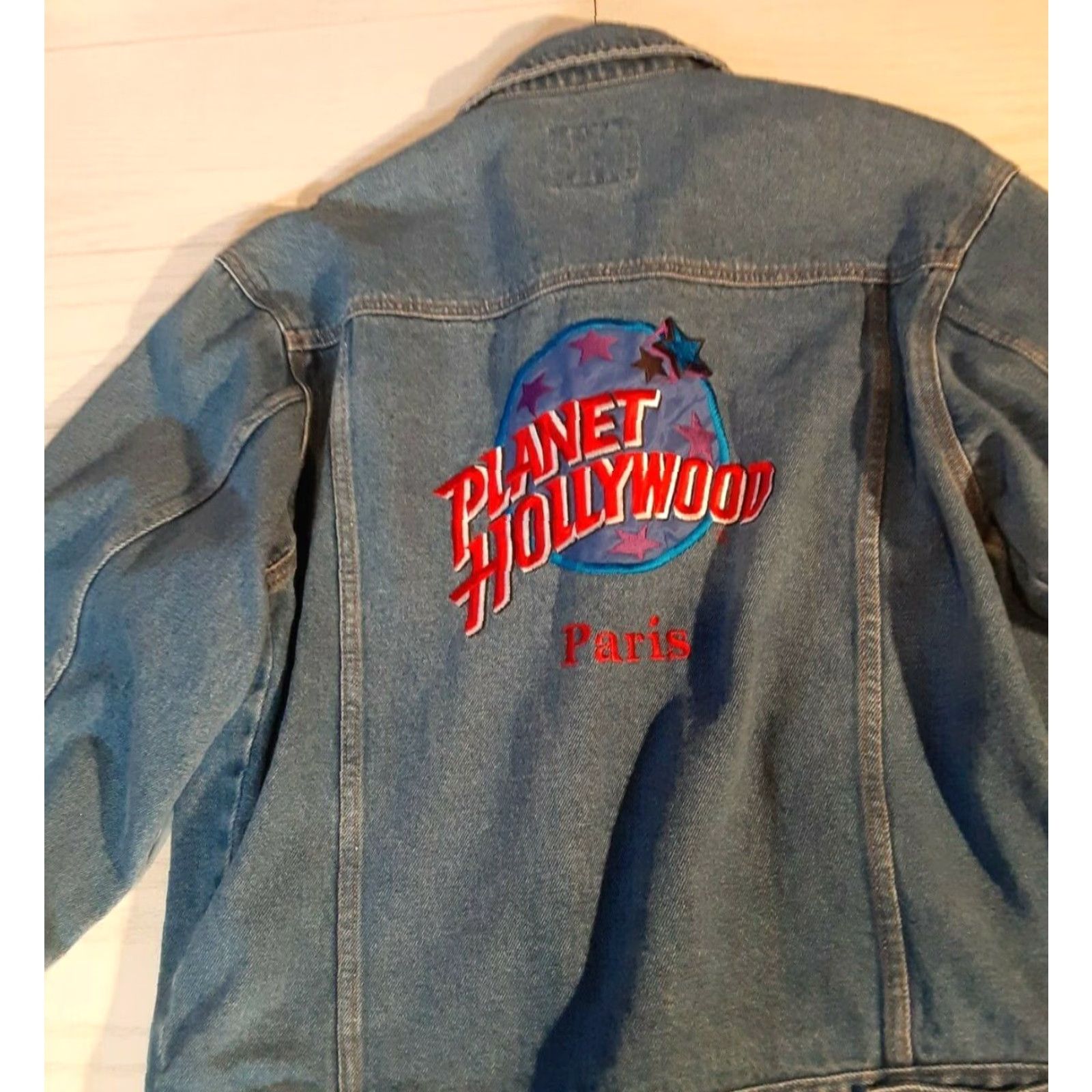 Vintage VINTAGE Planet Hollywood Jeans Jacket Mens Bomber Jacket Blue Cotton Size Medium Embroidered 80s All Seasons Size US 31 - 5 Thumbnail