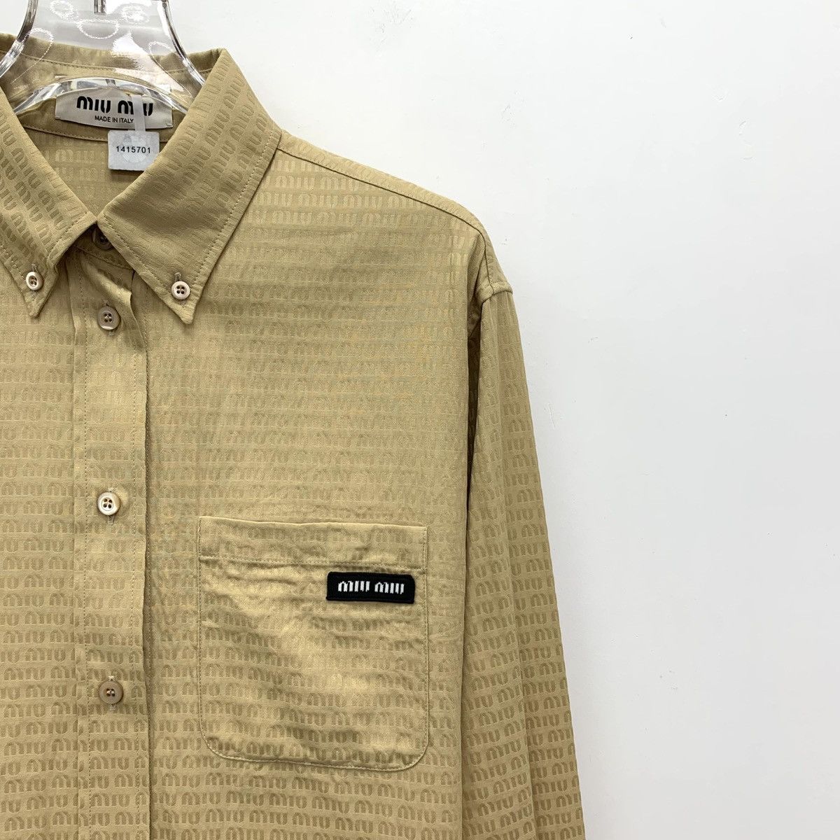 Miu Miu Miu Miu Brown All-over Logo Print Long Sleeve Shirt K26WX Size XS / US 0-2 / IT 36-38 - 3 Thumbnail