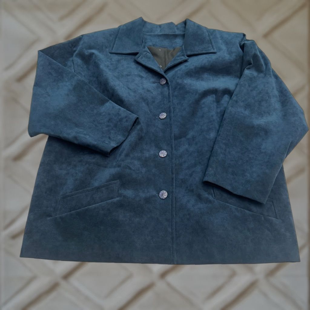 Vintage Unbranded Blazer Jacket Womens 2X Navy Blue Lightweight Long Sleeve Button Up Solid Blended Fabric Casual, Workwear, Travel Womens Menopause? Size XXL / US 16-18 / IT 52-54 - 1 Thumbnail