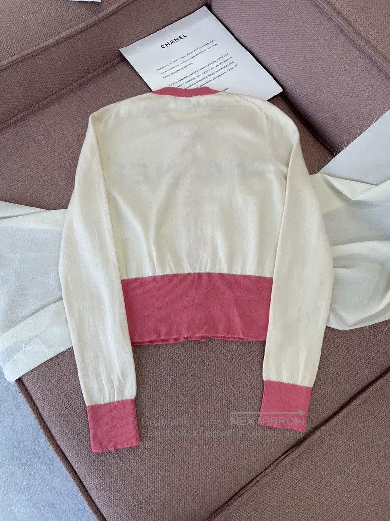Chanel Chanel Pink and white beach series letter cashmere knitted Size XS / US 0-2 / IT 36-38 - 3 Thumbnail