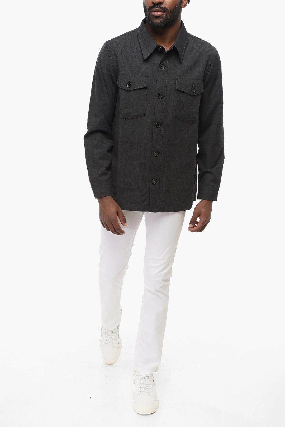 DEPARTMENT5 og1mm0326 Cotton and Virgin Wool Overshirt in Grey Size US S / EU 44-46 / 1 - 4 Thumbnail
