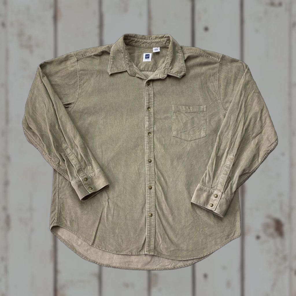 Gap Gap Shirt Mens XXL Beige Corduroy Long Sleeve Button Front Casual Rugged Shirt Size US XXL / EU 58 / 5 - 1 Thumbnail